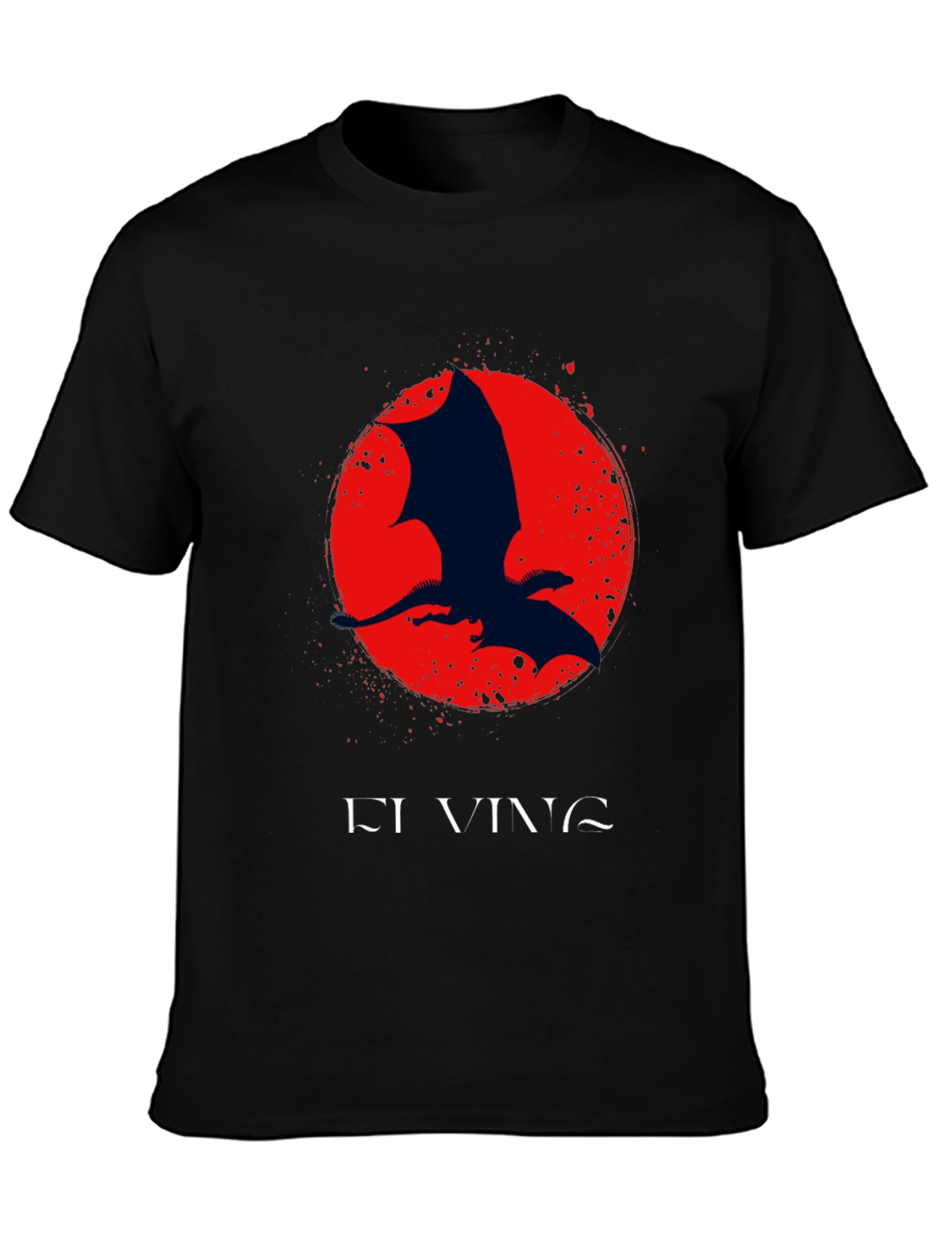 Dragon Silhouette Graphic Print Crew Neck Tee