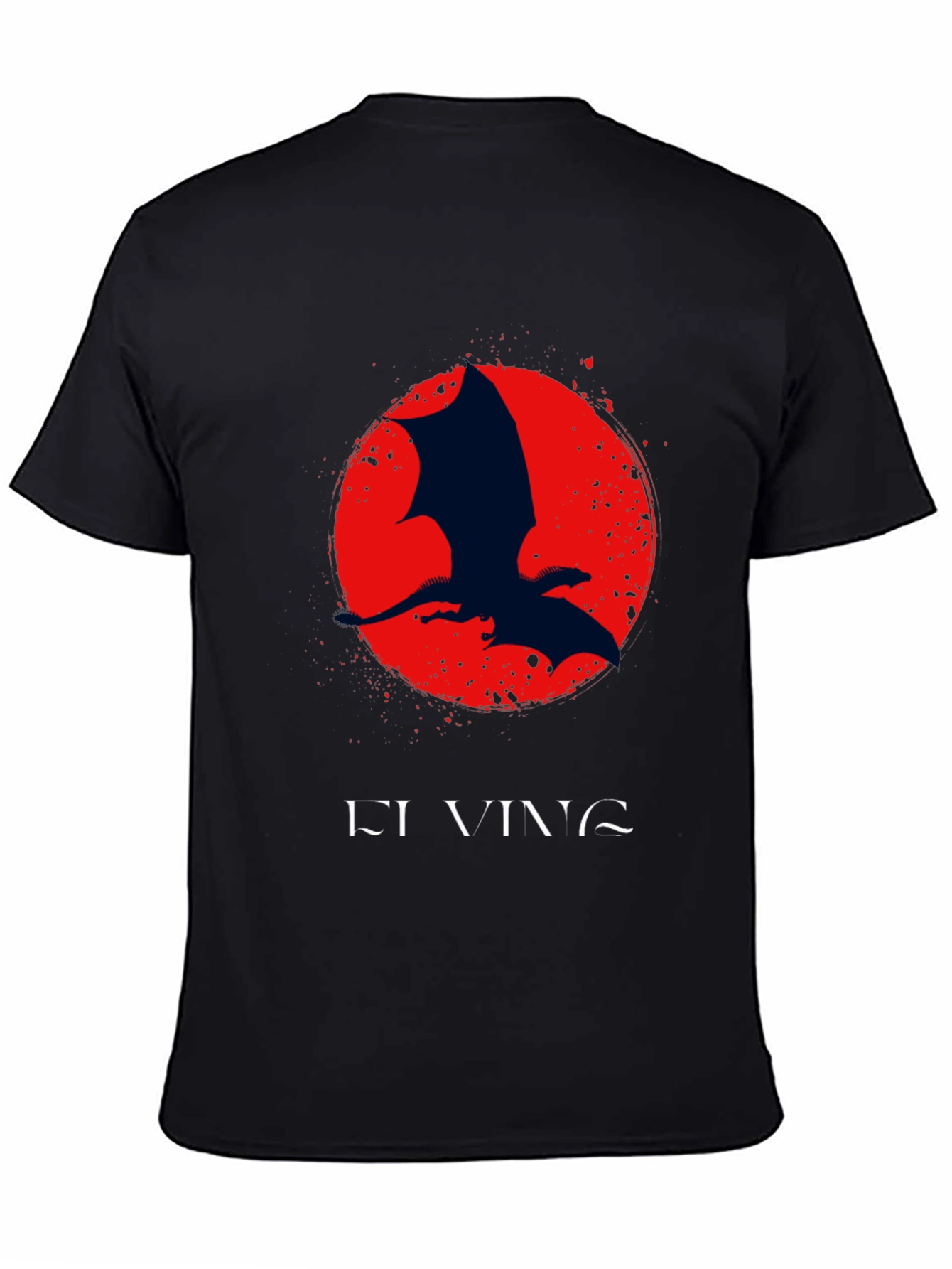 Dragon Silhouette Graphic Print Crew Neck Tee