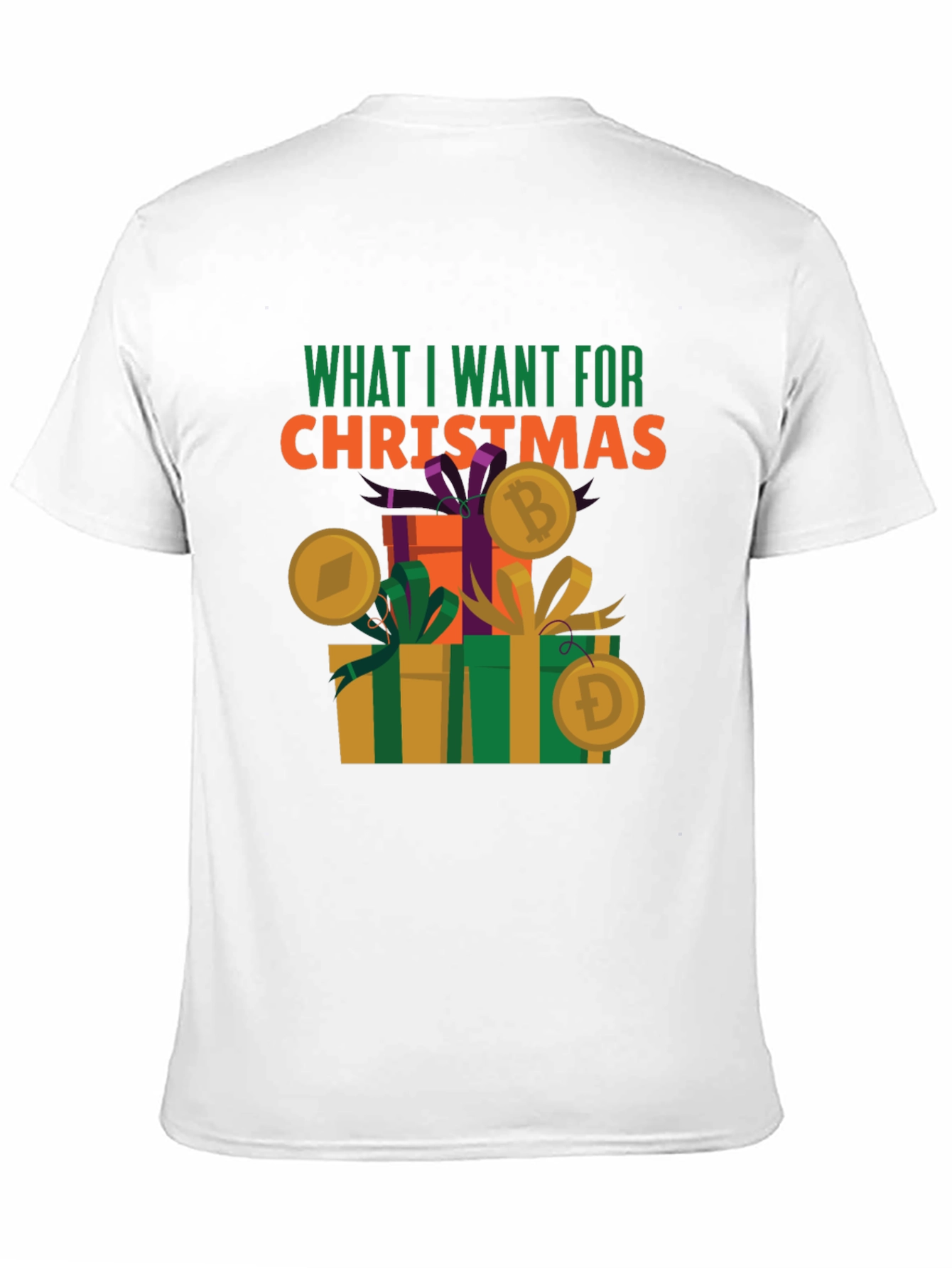 Crypto Christmas T-Shirt - Bitcoin Ethereum Dogecoin Design