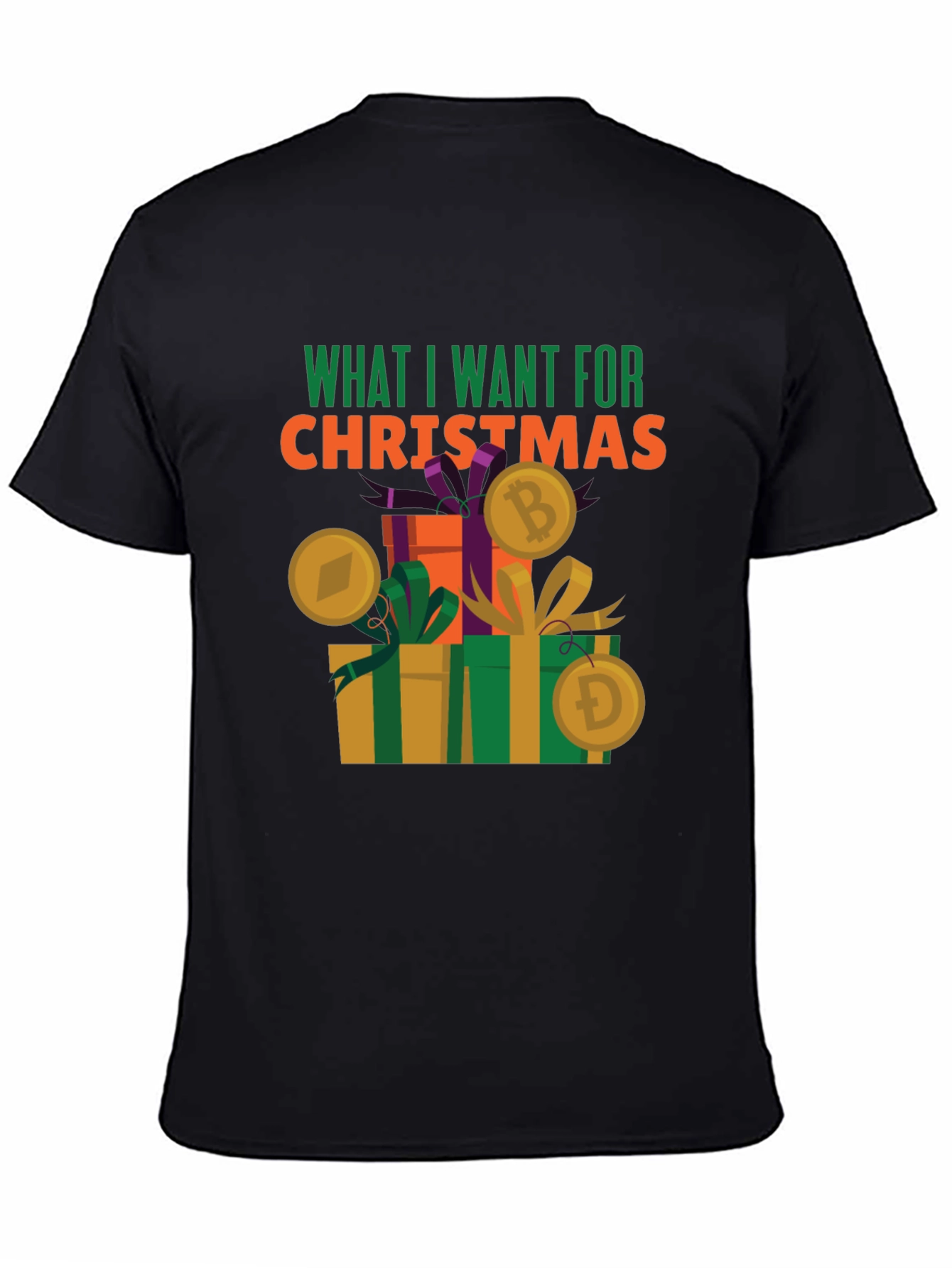 Crypto Christmas T-Shirt - Bitcoin Ethereum Dogecoin Design