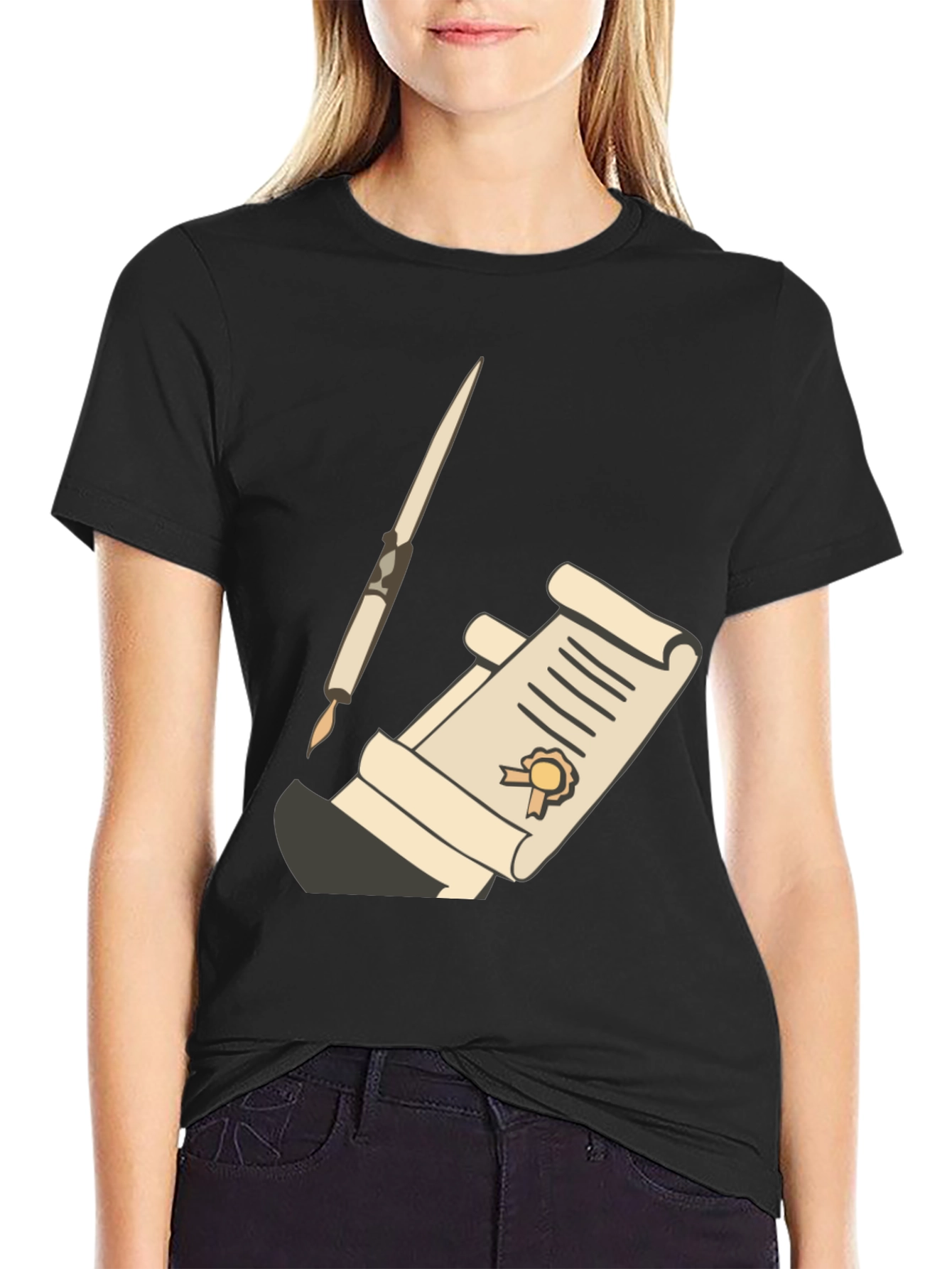 Quill & Scroll Graphic Tee - Classic Writers Style