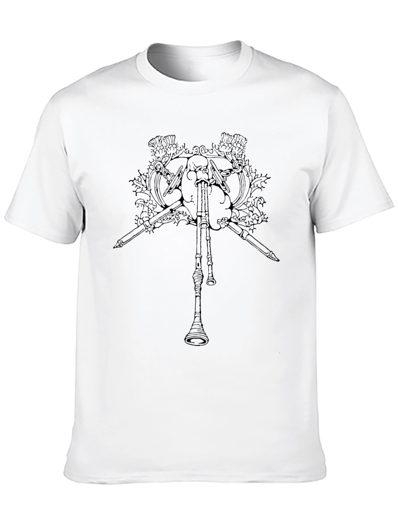 Black T-Shirt with Bagpipe Graphic