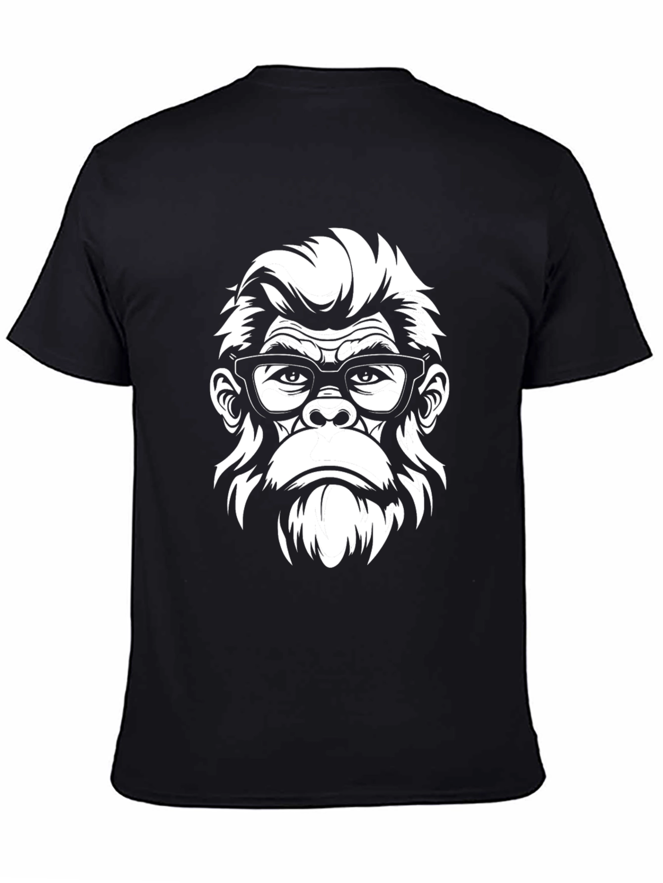Cool Gorilla with Glasses Graphic T-Shirt - Black