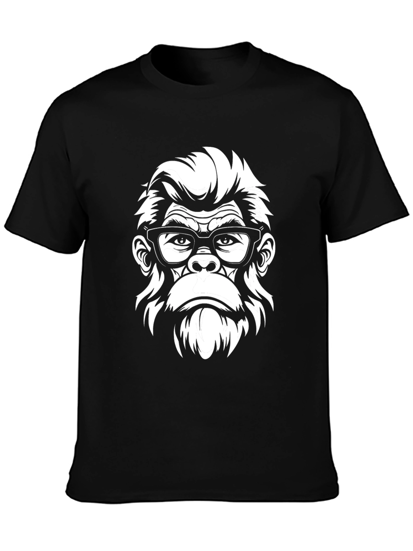 Cool Gorilla with Glasses Graphic T-Shirt - Black