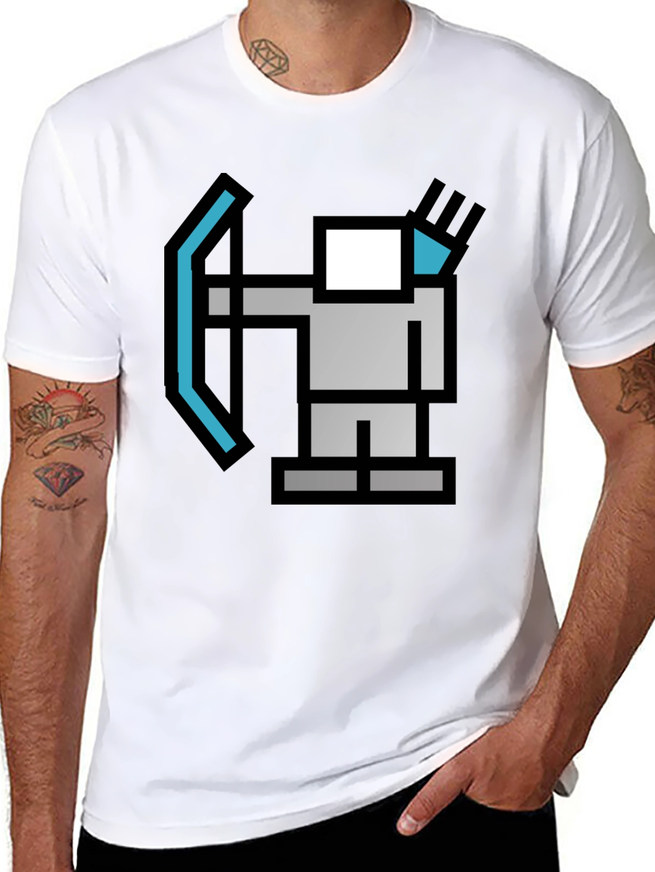 Pixel Archer Black T-Shirt - Retro Gaming Style