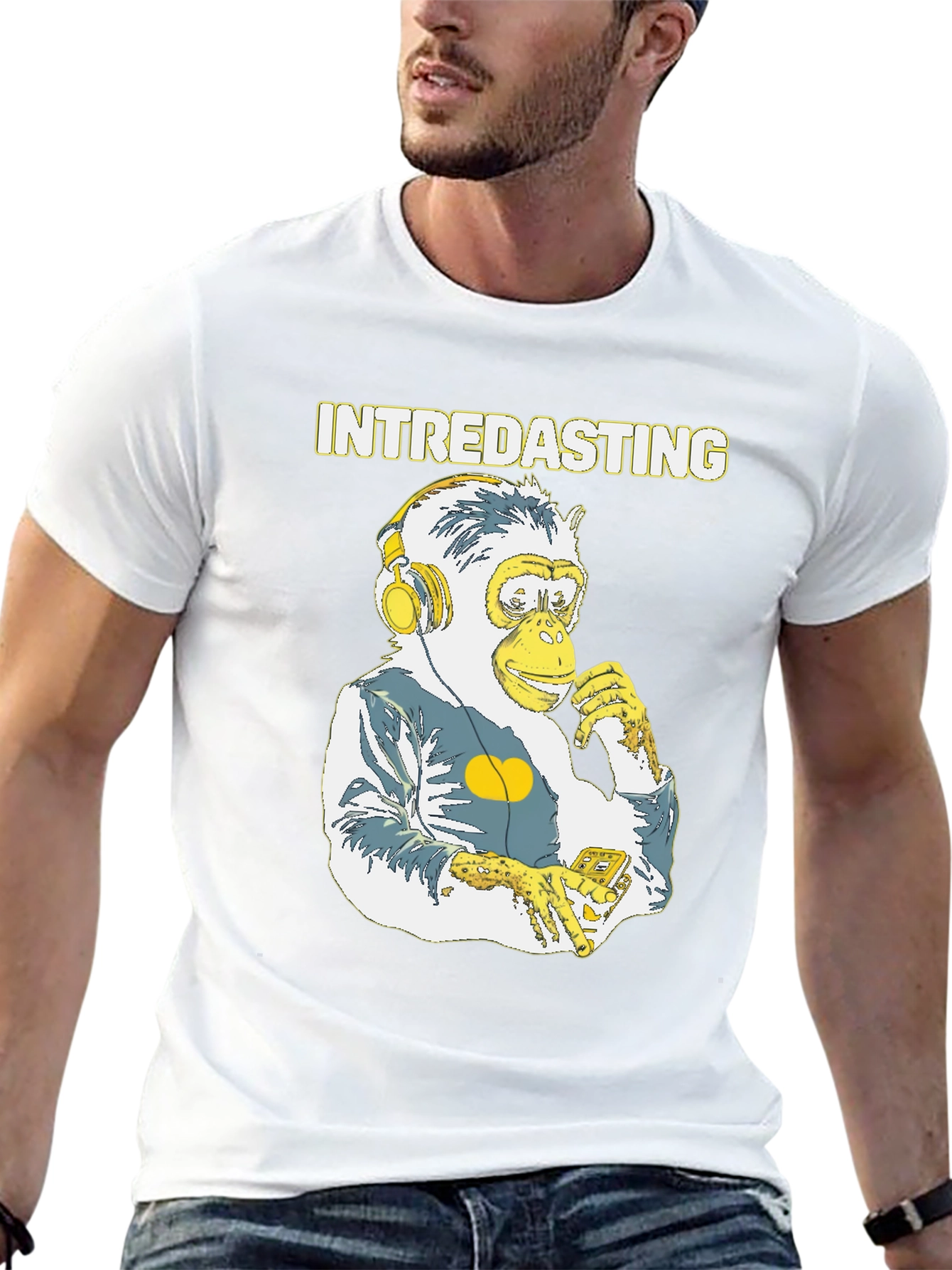 Intredasting Monkey Tee - Music Lover Graphic T-Shirt