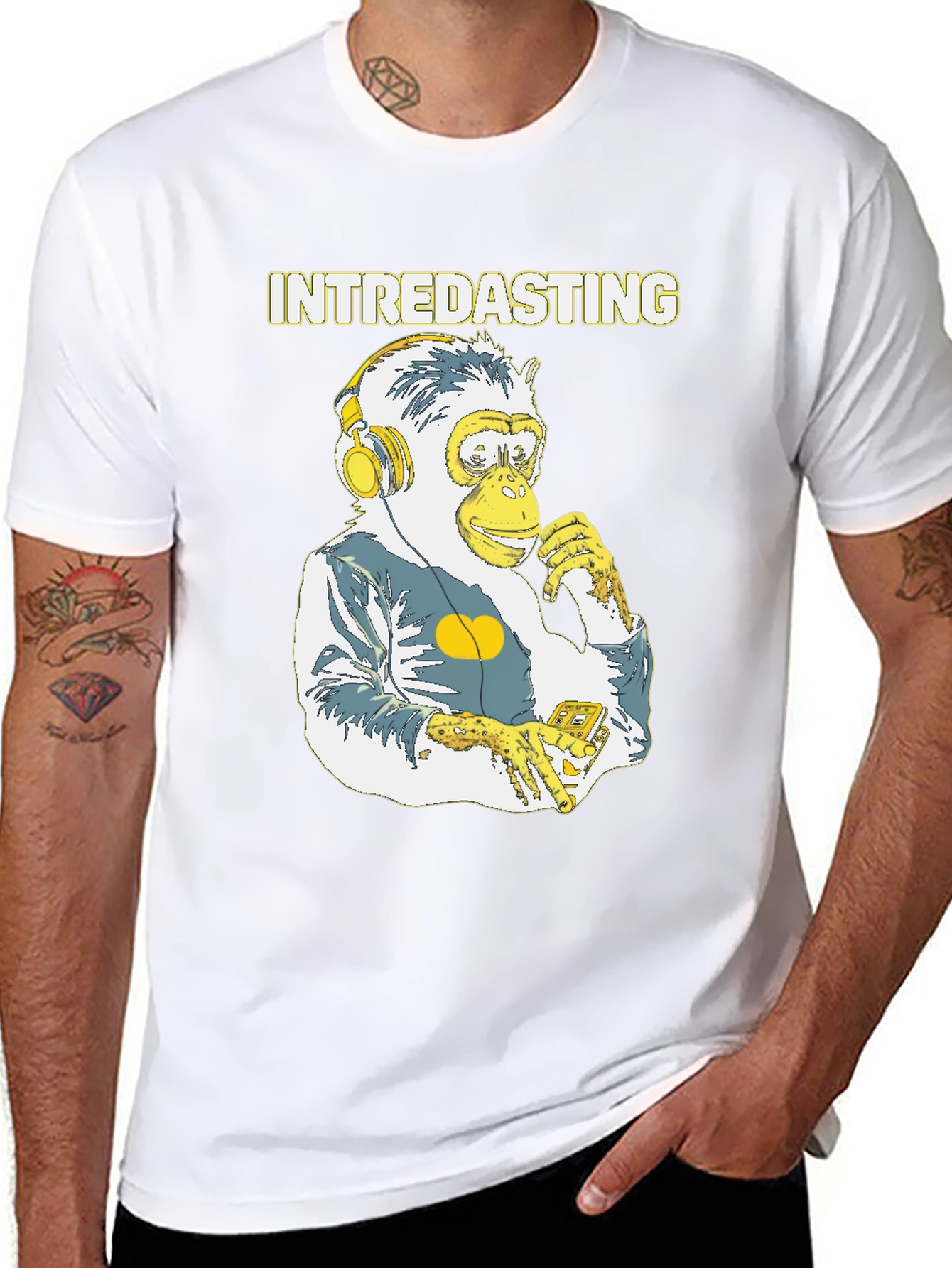 Intredasting Monkey Tee - Music Lover Graphic T-Shirt