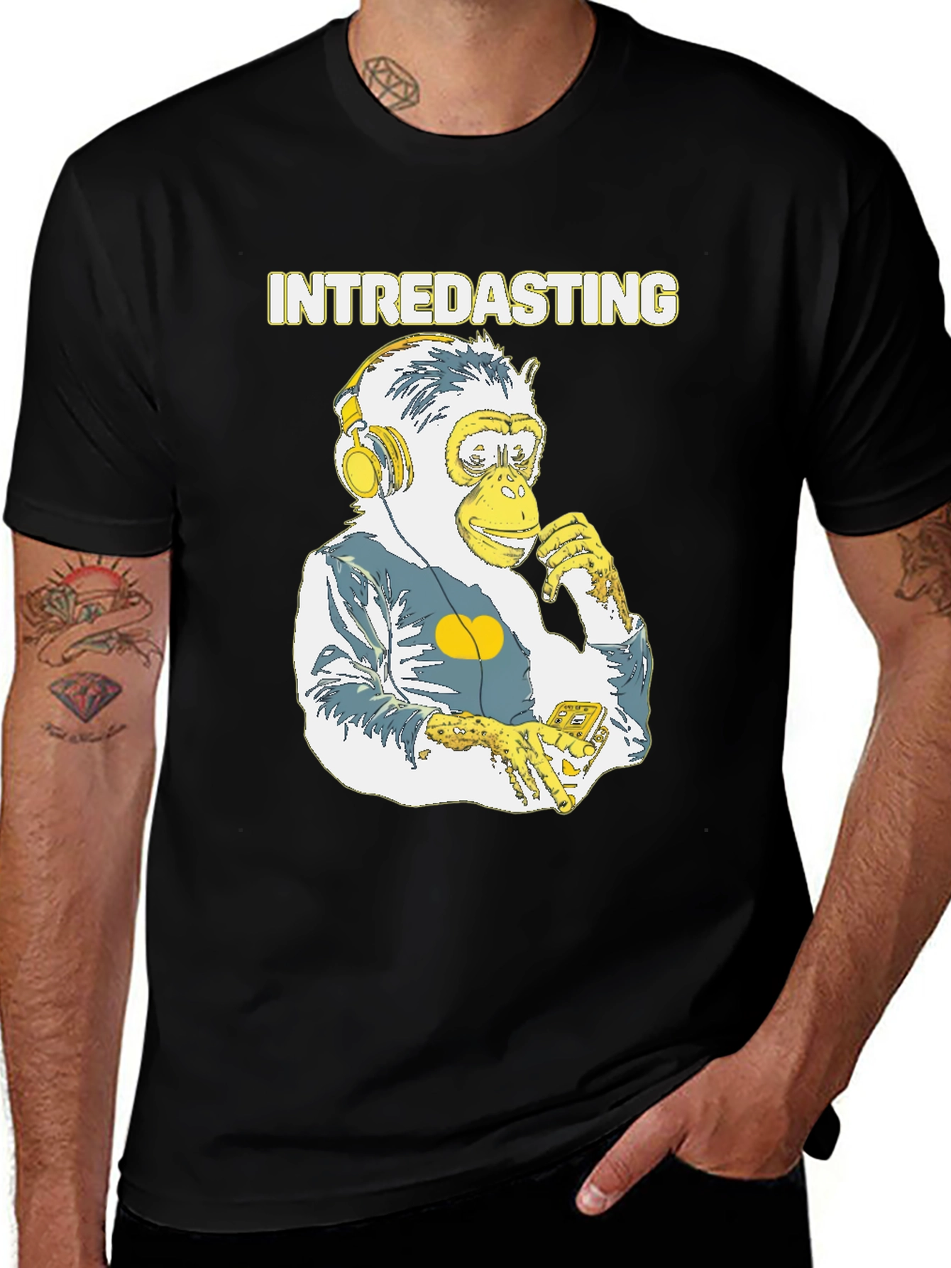 Intredasting Monkey Tee - Music Lover Graphic T-Shirt