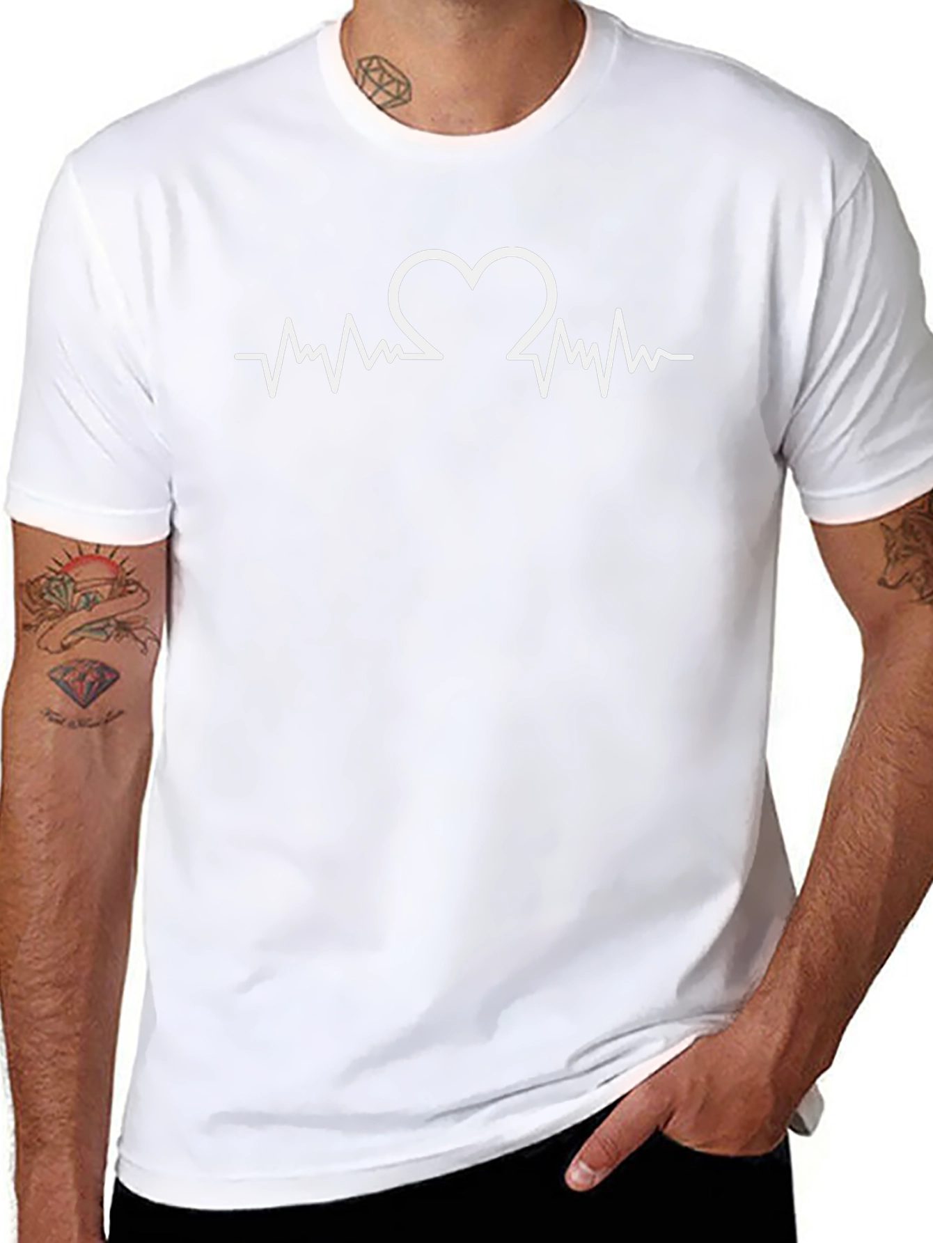 Heartbeat Graphic Tee - Black Cotton T-Shirt