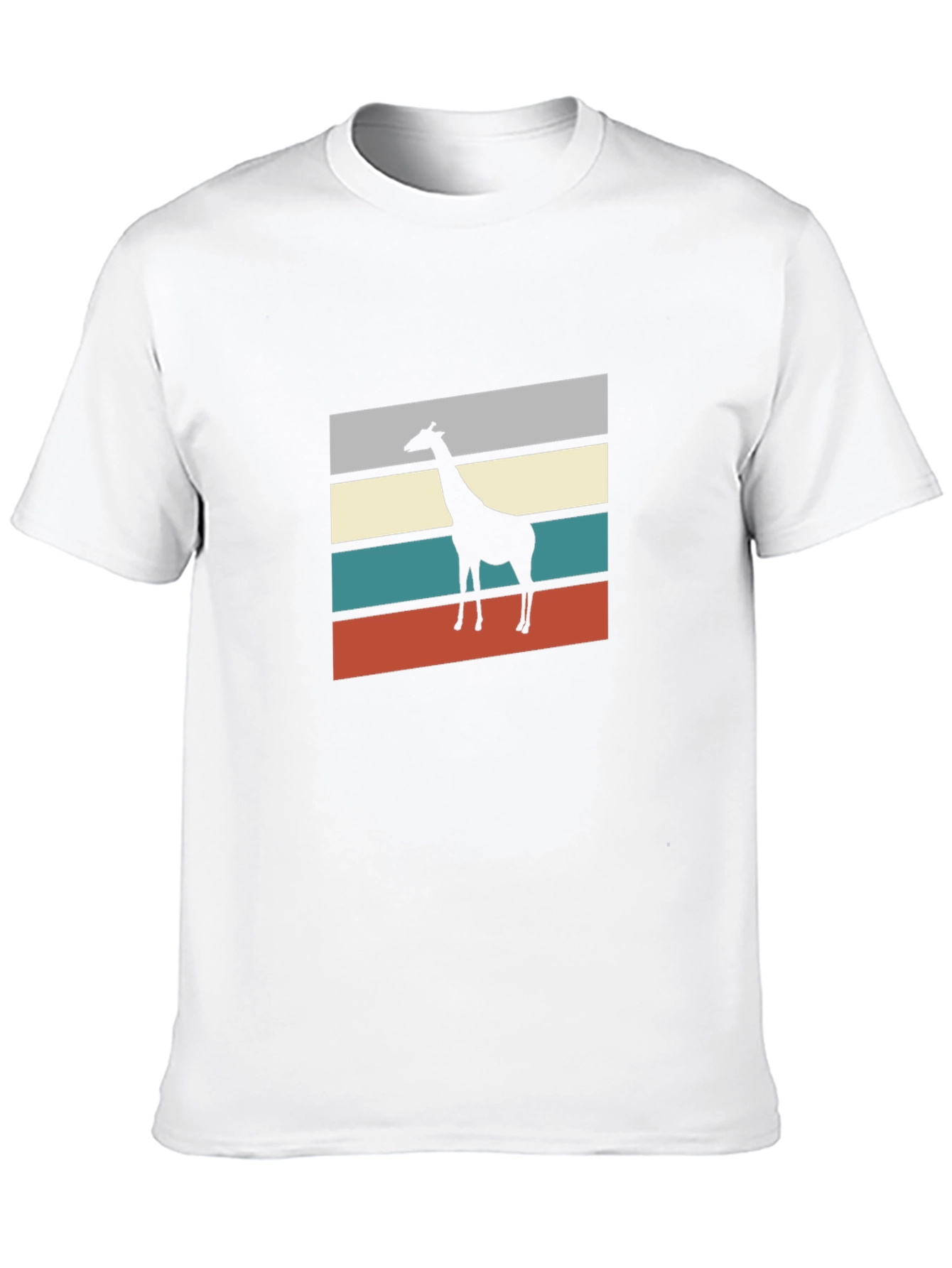 Retro Giraffe Silhouette Graphic Tee - Mens Black T-Shirt