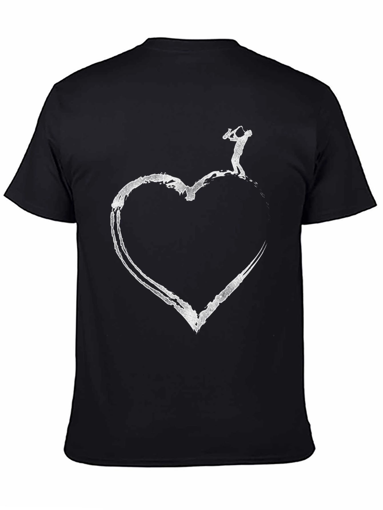 Heart Saxophone Player Graphic T-Shirt - Black