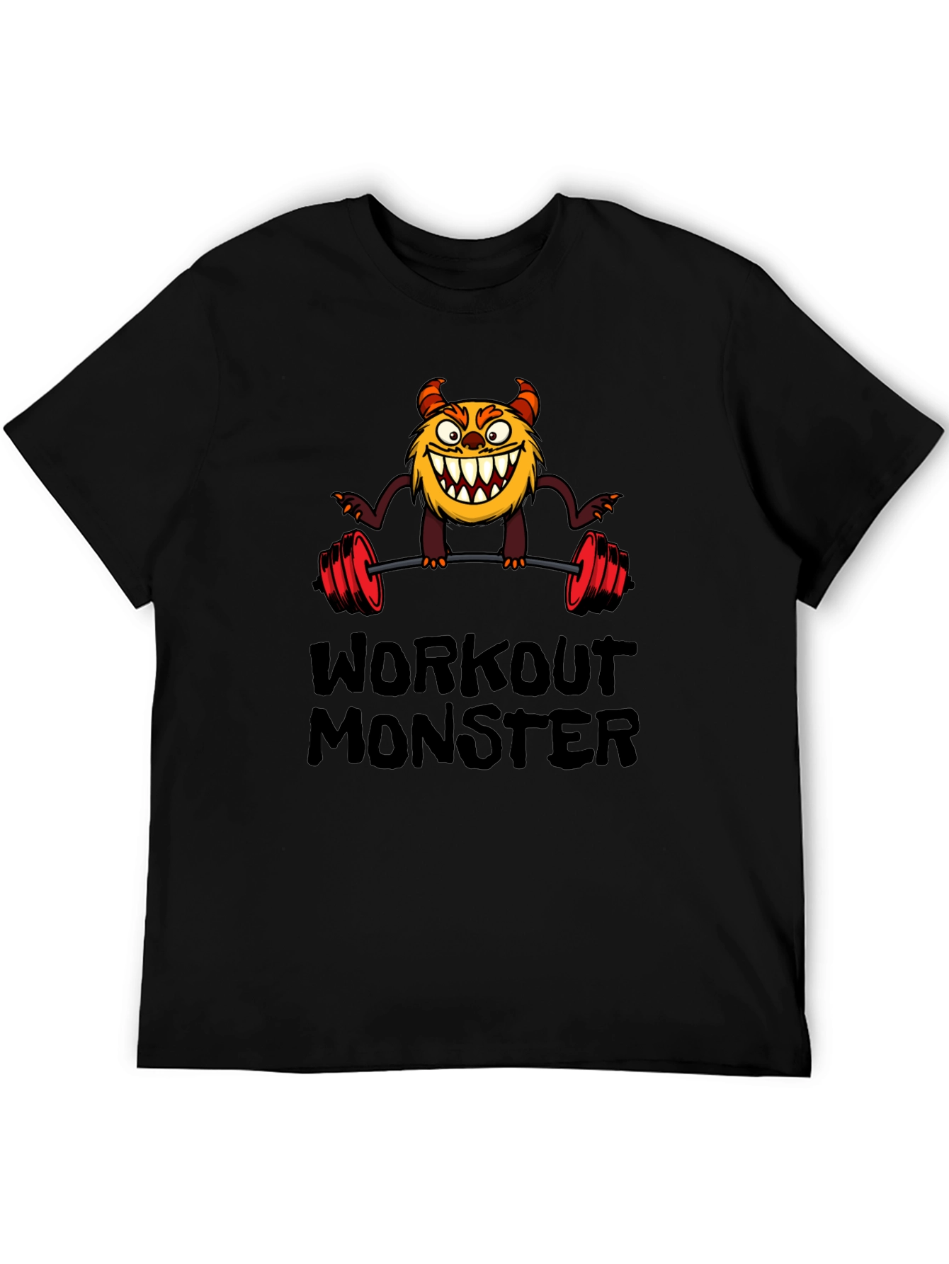 Workout Monster Graphic Tee - Black Cotton T-Shirt