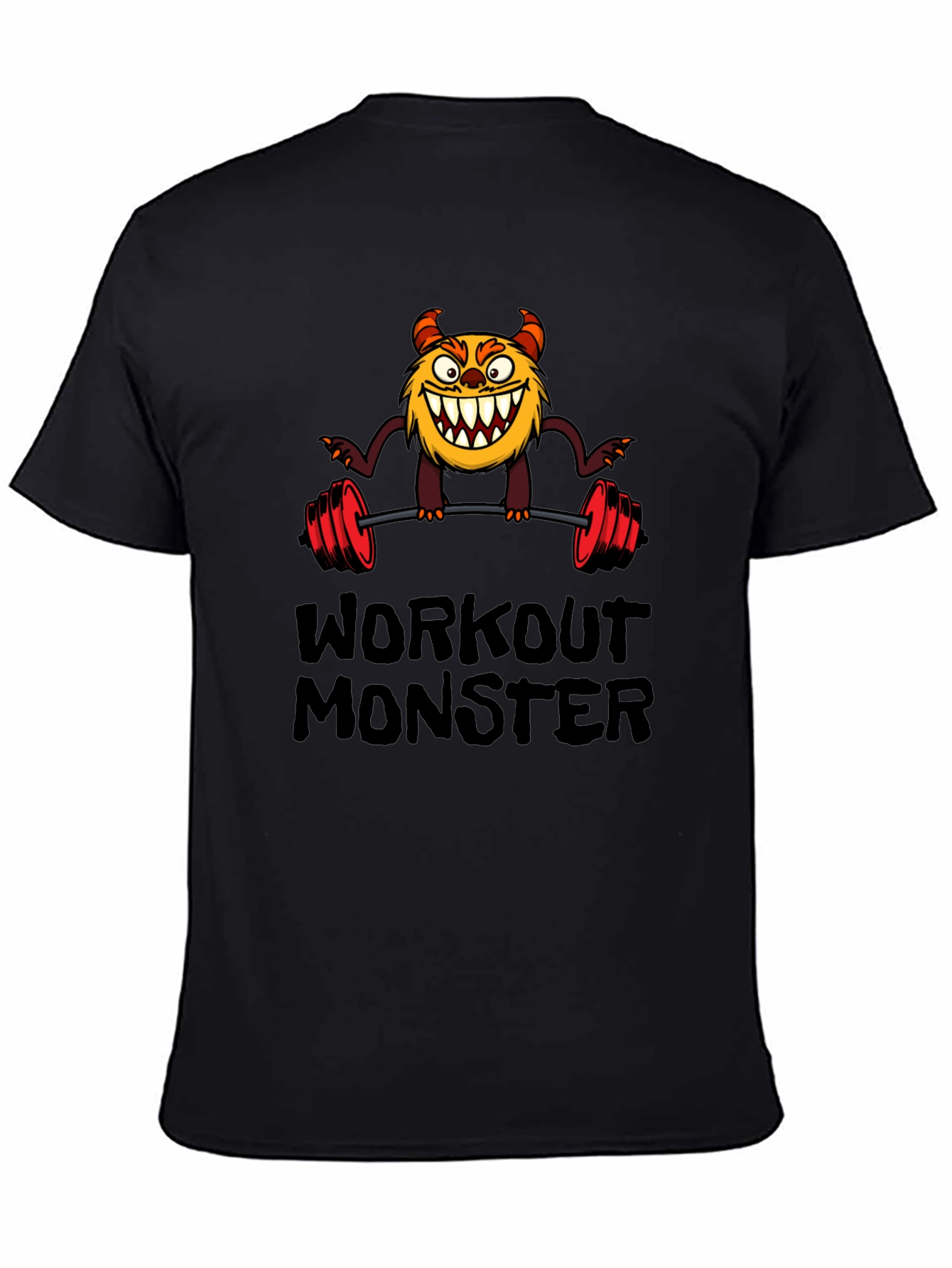 Workout Monster Graphic Tee - Black Cotton T-Shirt
