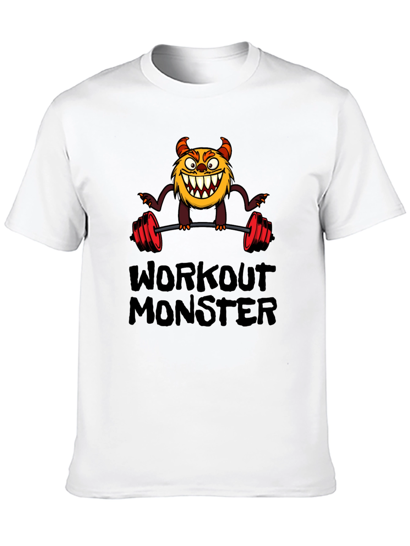 Workout Monster Graphic Tee - Black Cotton T-Shirt