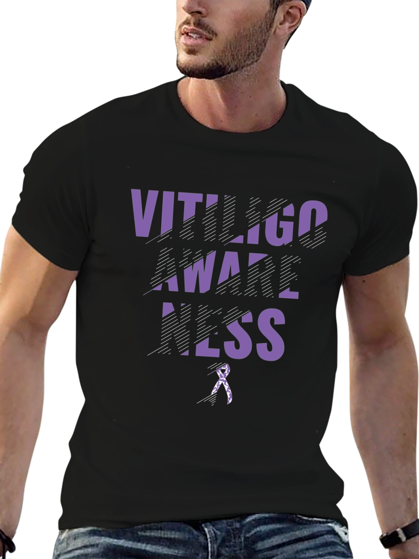Vitiligo Awareness Black T-Shirt