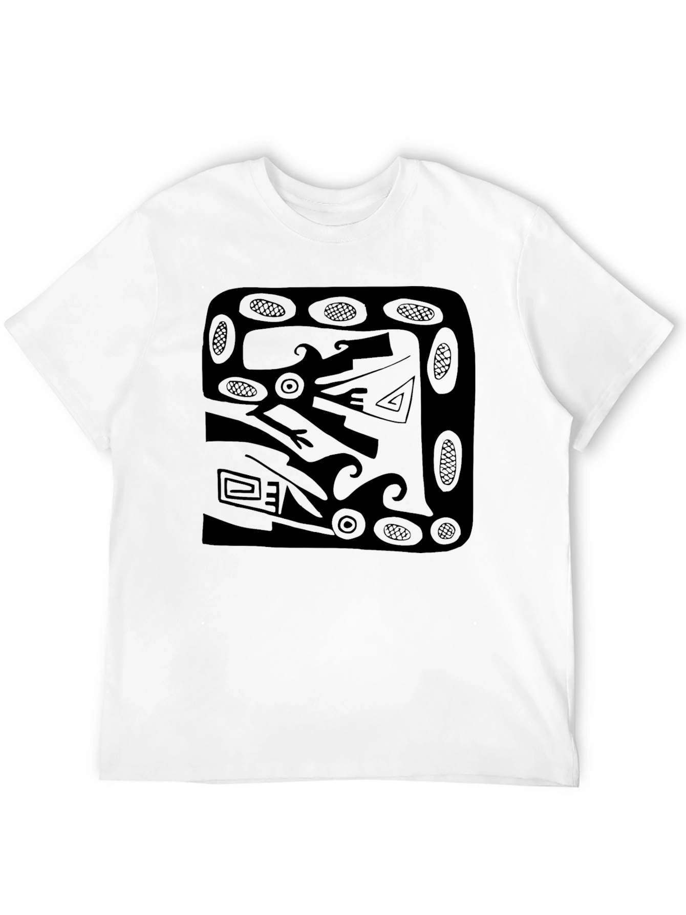 Abstract Graphic Print Tee - Modern Black Shirt