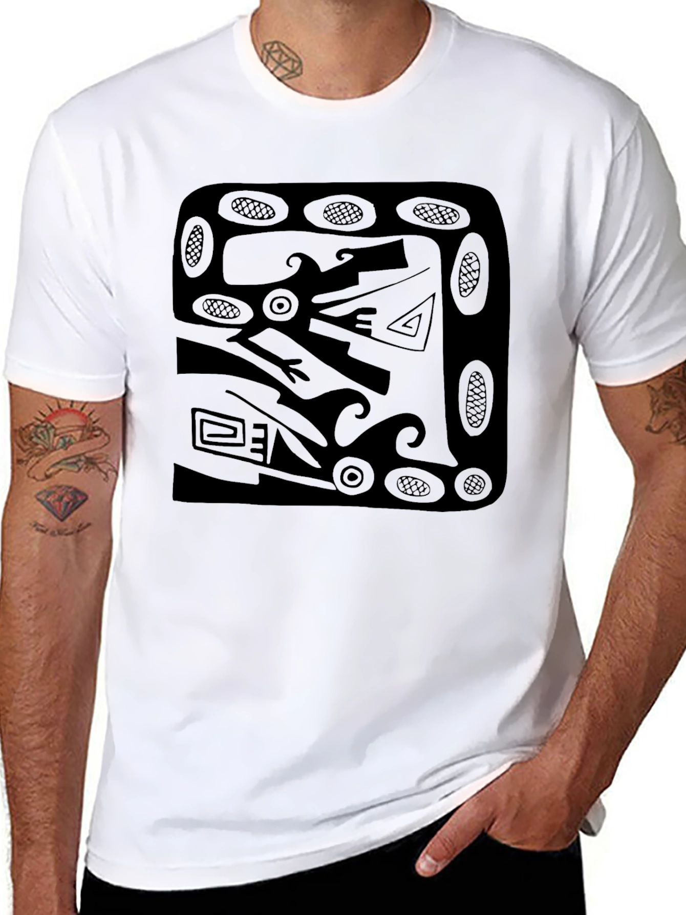Abstract Graphic Print Tee - Modern Black Shirt