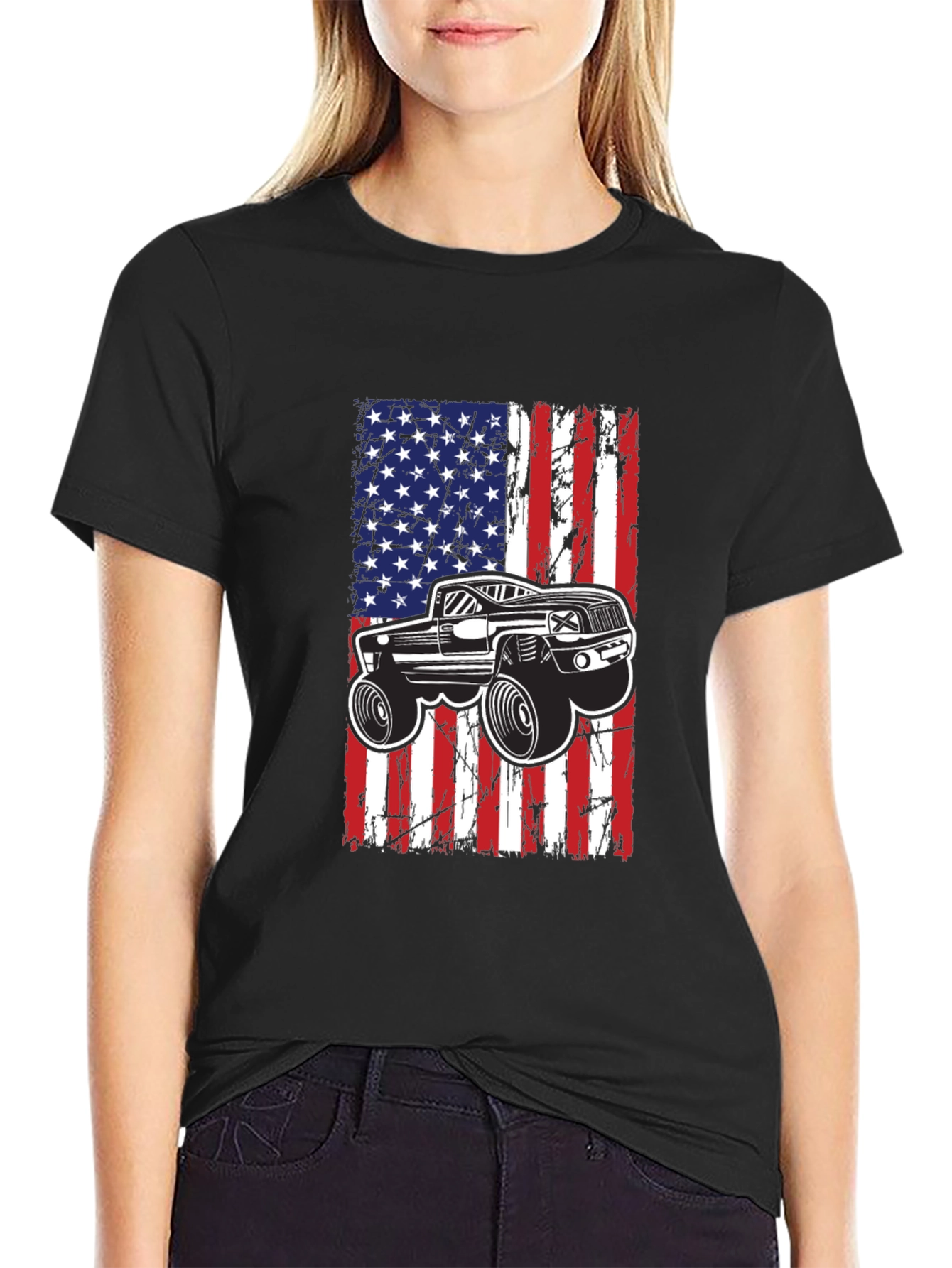 American Flag Monster Truck T-Shirt