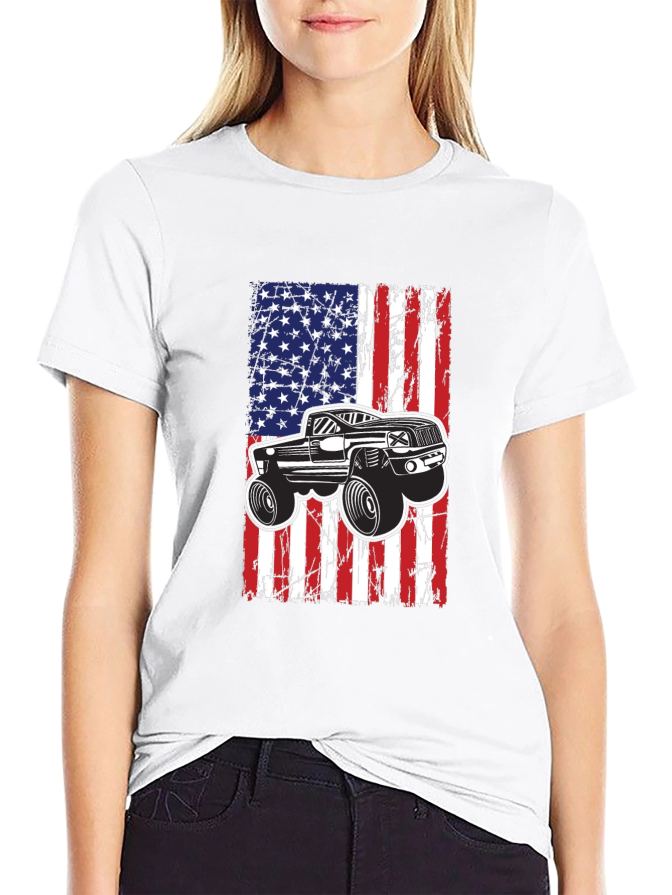 American Flag Monster Truck T-Shirt
