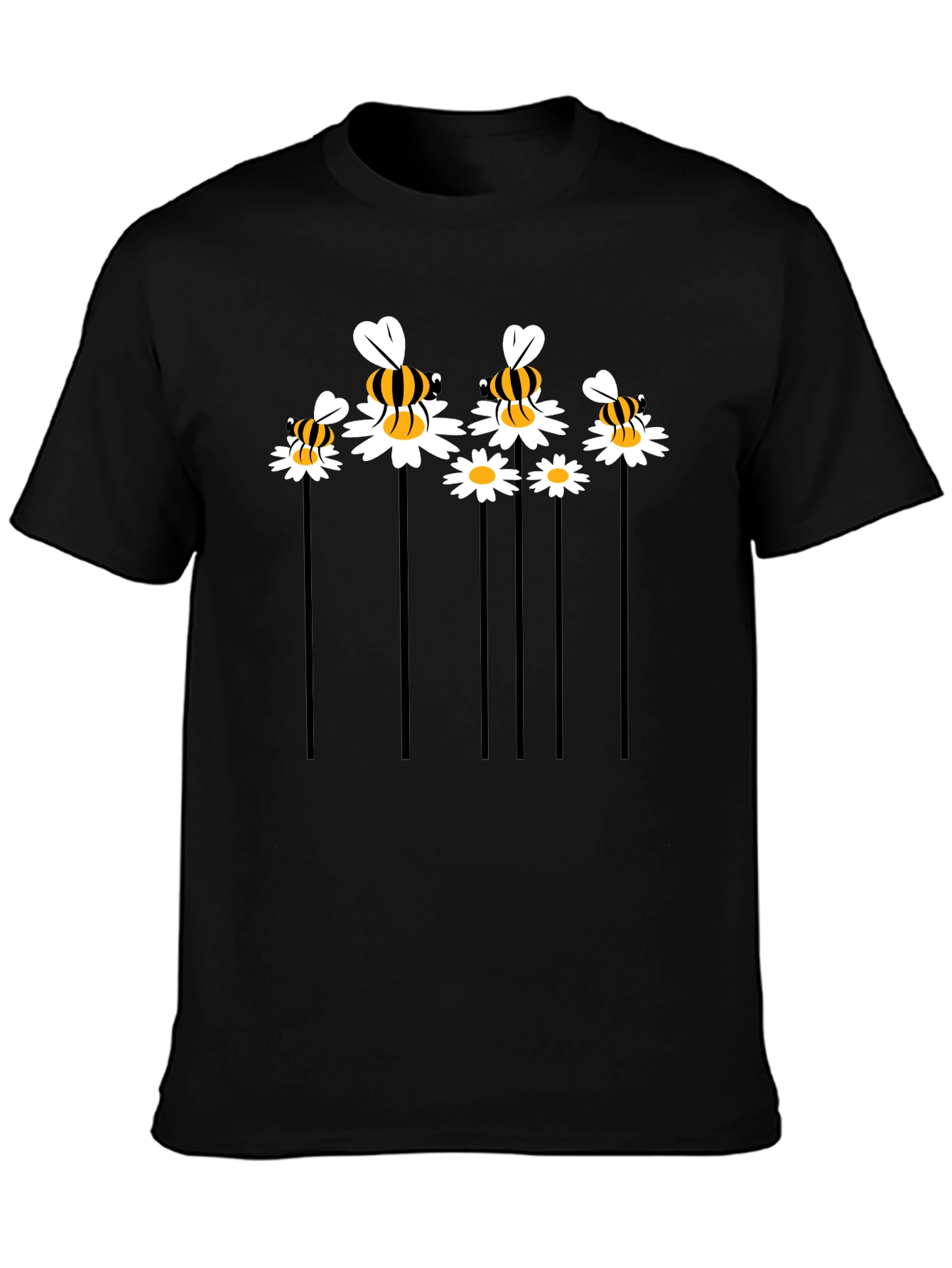 Bee & Daisy Graphic Tee - Black Cotton Blend
