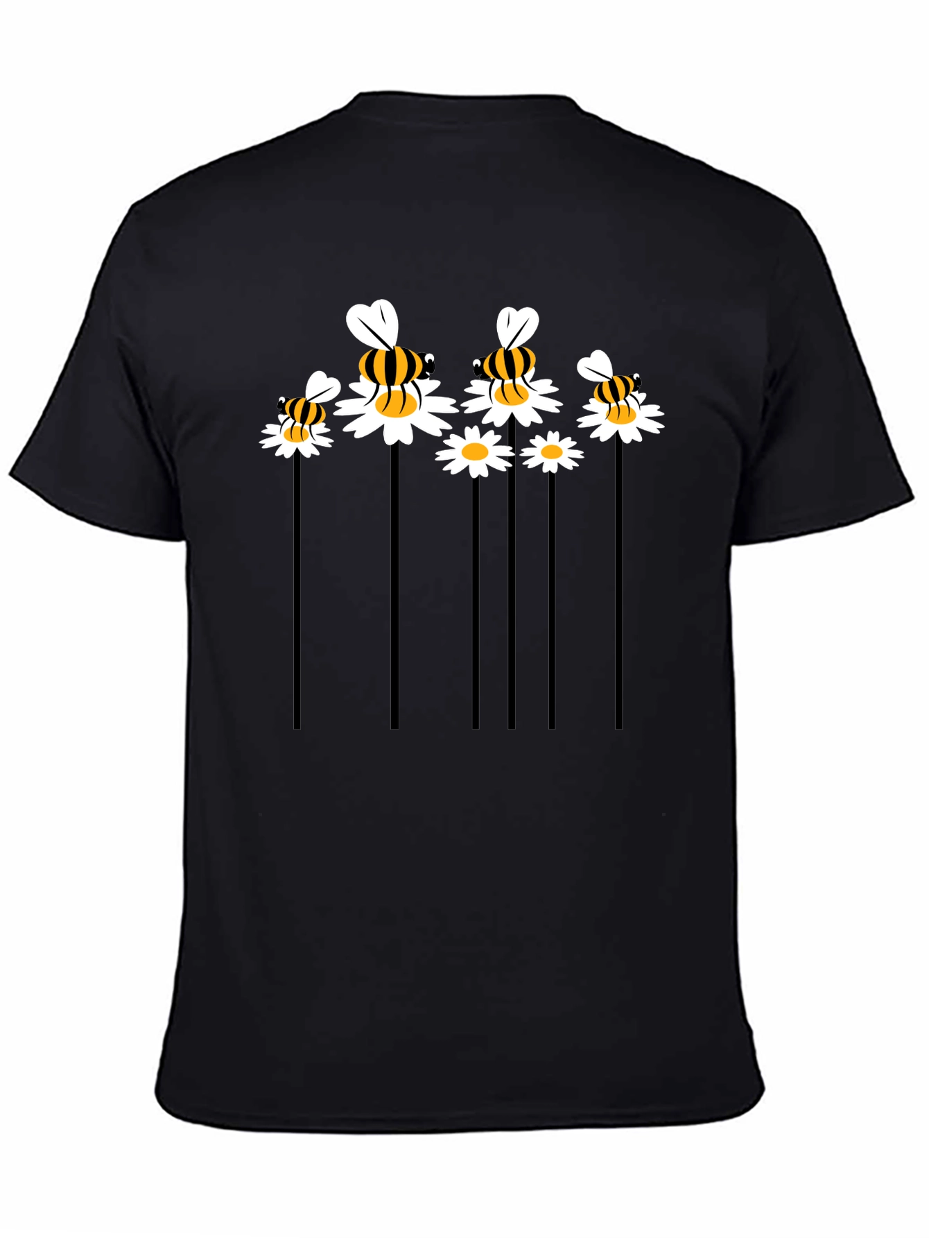 Bee & Daisy Graphic Tee - Black Cotton Blend