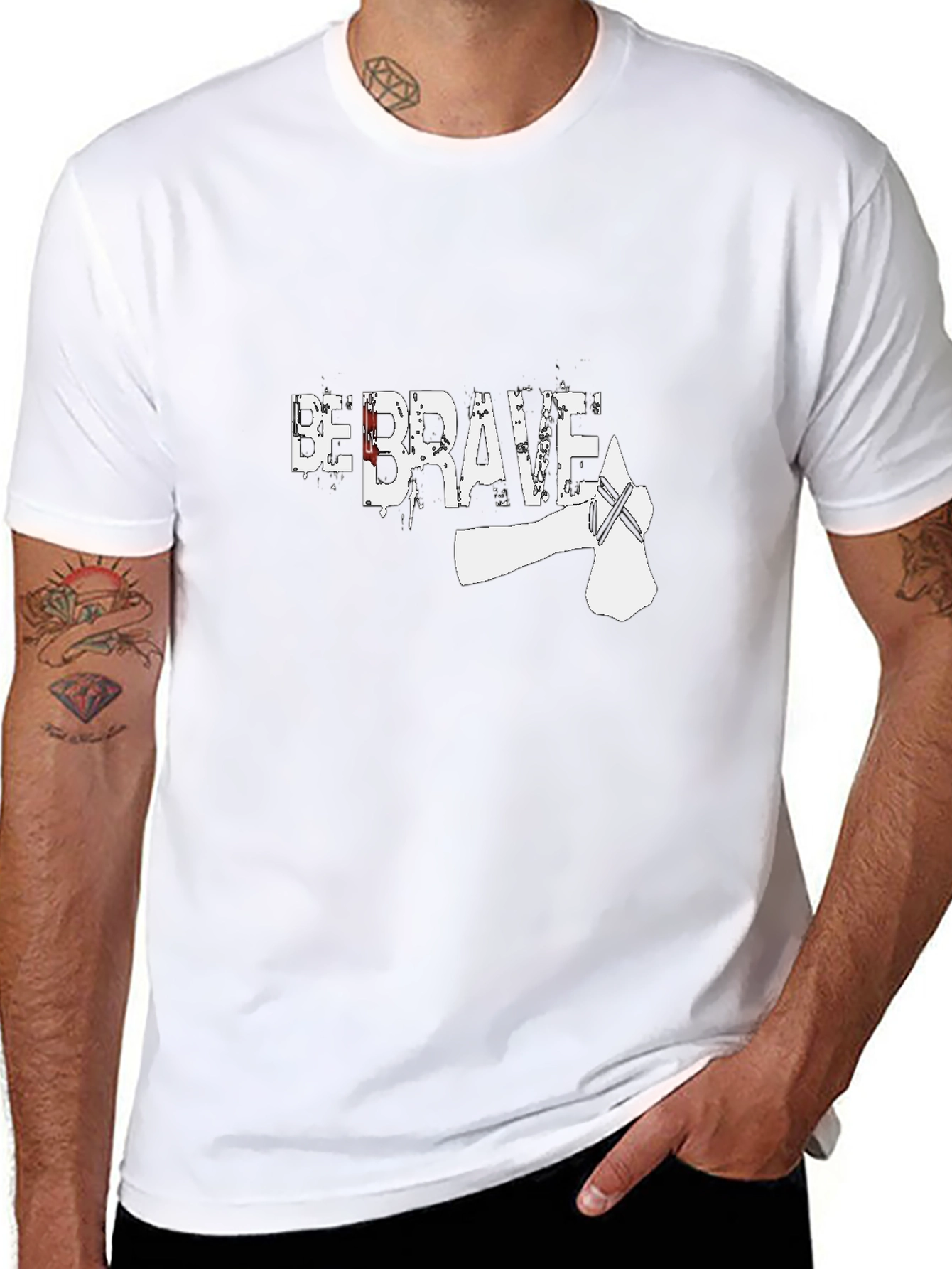 Be Brave Axe T-Shirt - Mens Black Graphic Tee