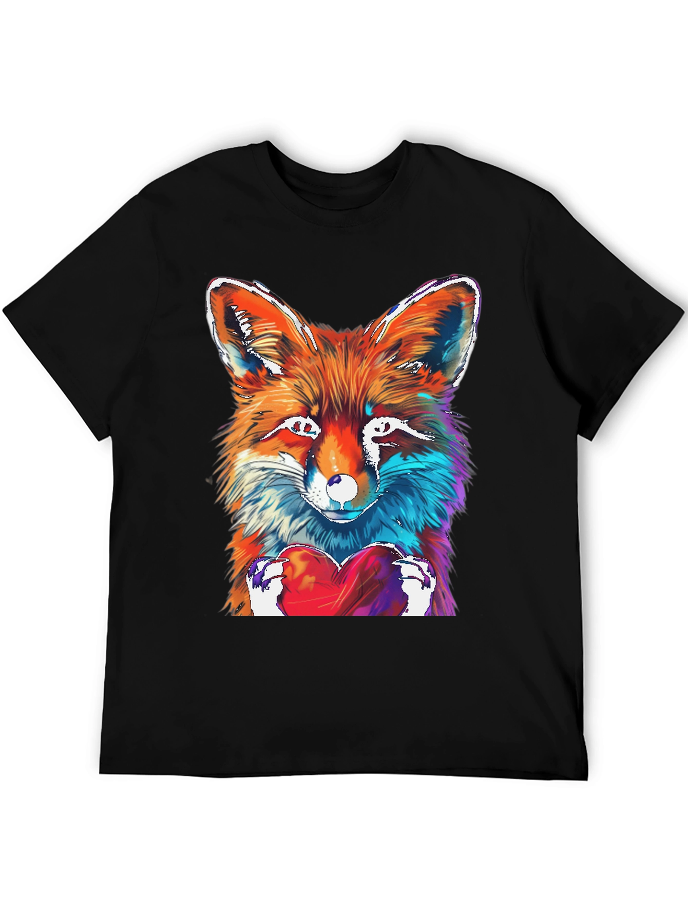 Fox Heart Graphic Tee - Unique Artistic Design