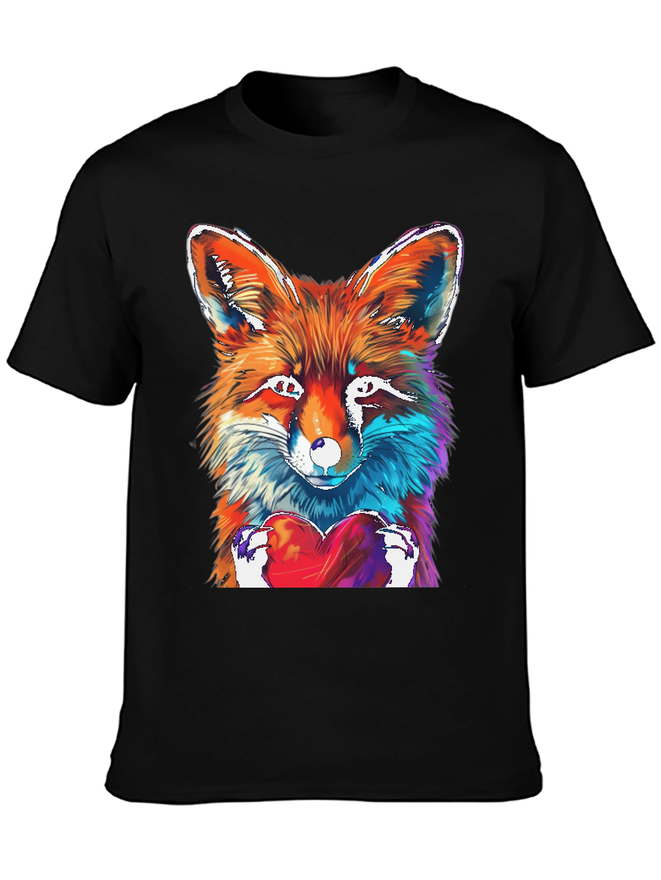 Fox Heart Graphic Tee - Unique Artistic Design