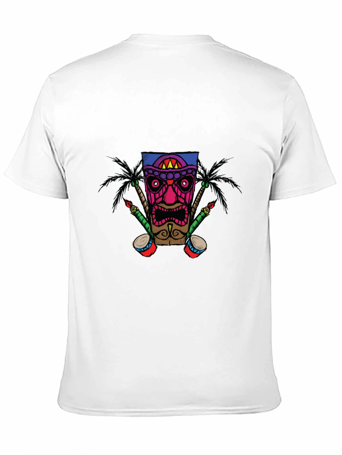 Tiki Mask Graphic Print Black T-Shirt
