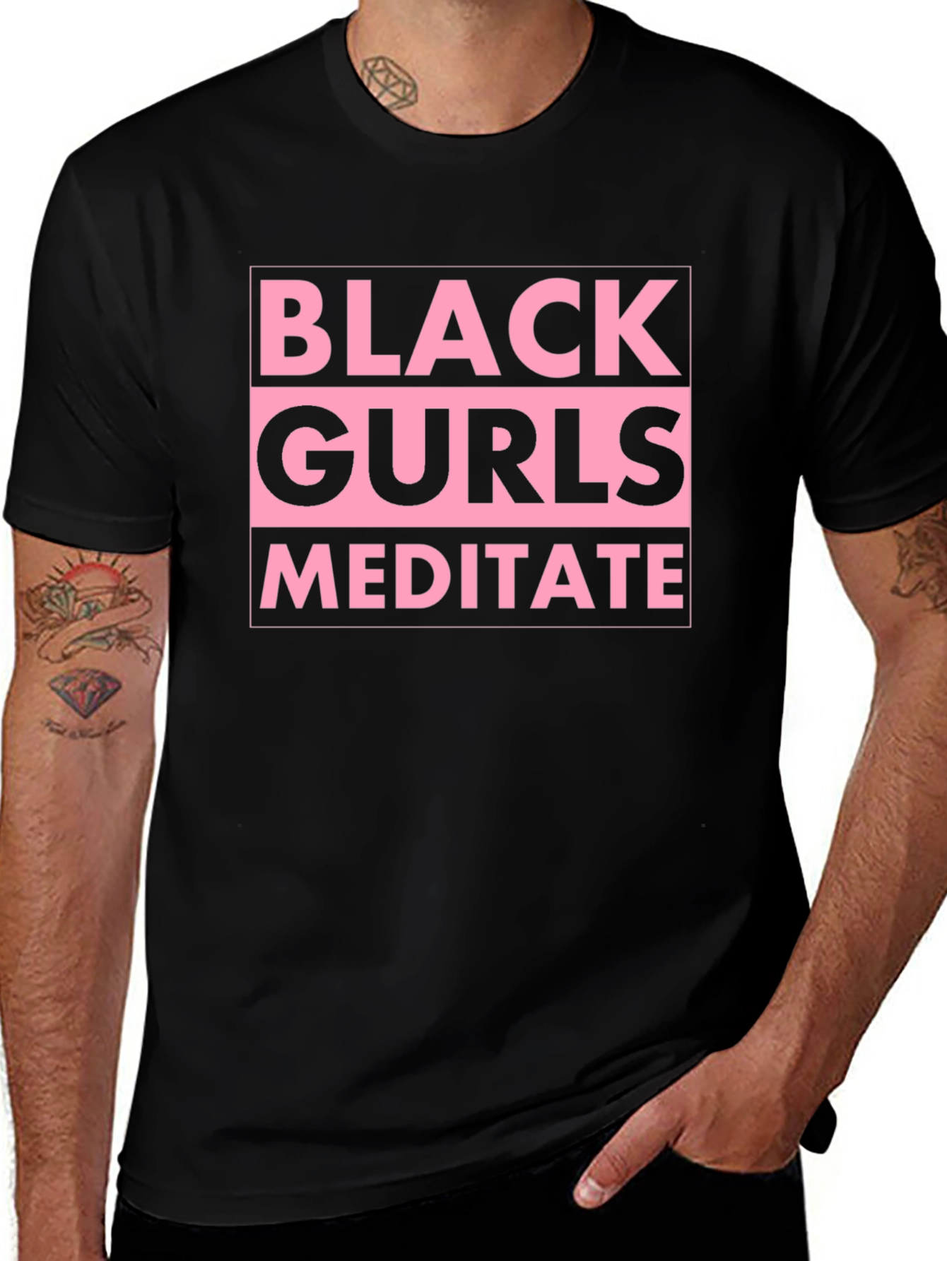 Black Gurls Meditate Graphic Tee - Stylish Relaxation
