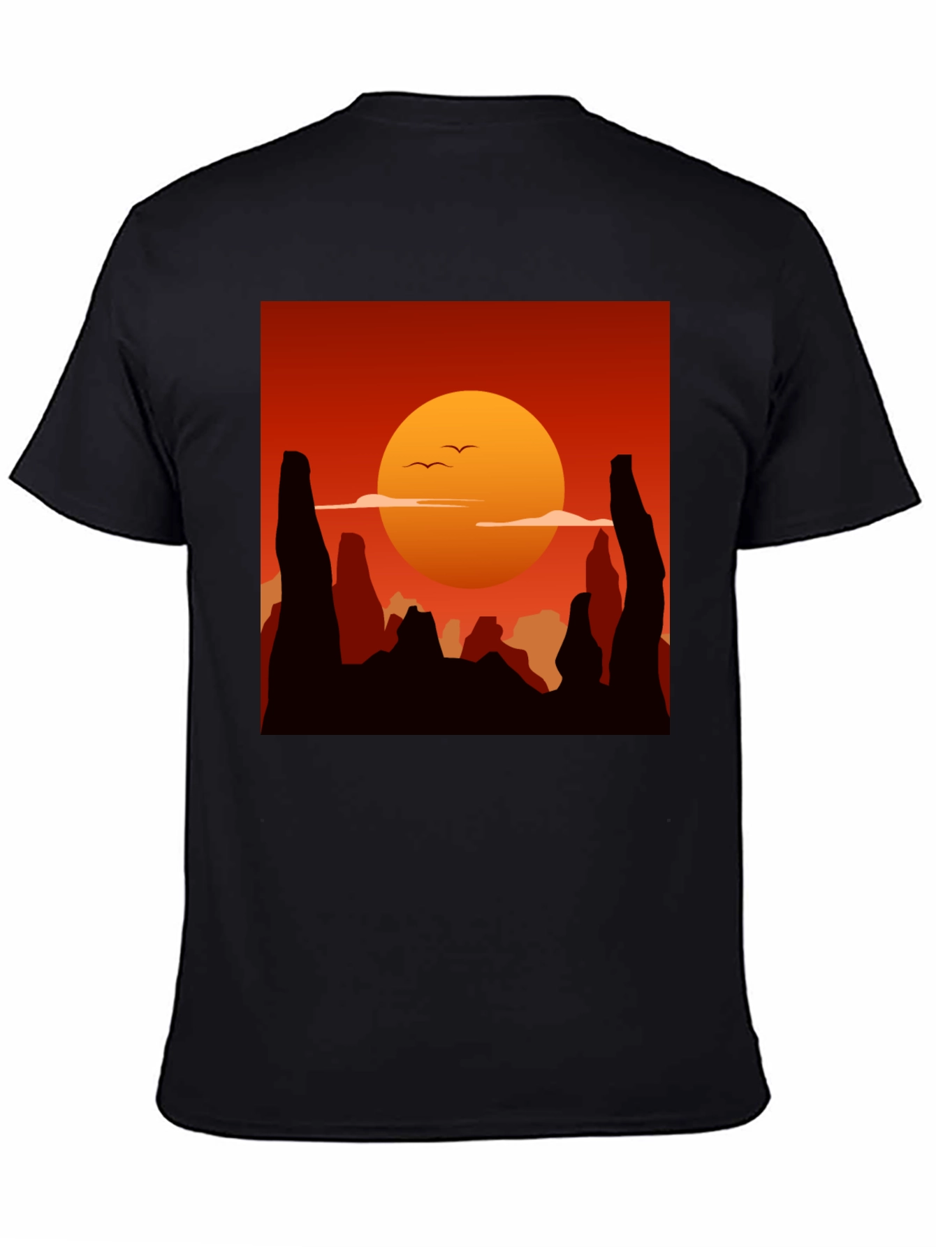 Sunset Desert Graphic Tee - Stylish Black Cotton T-Shirt