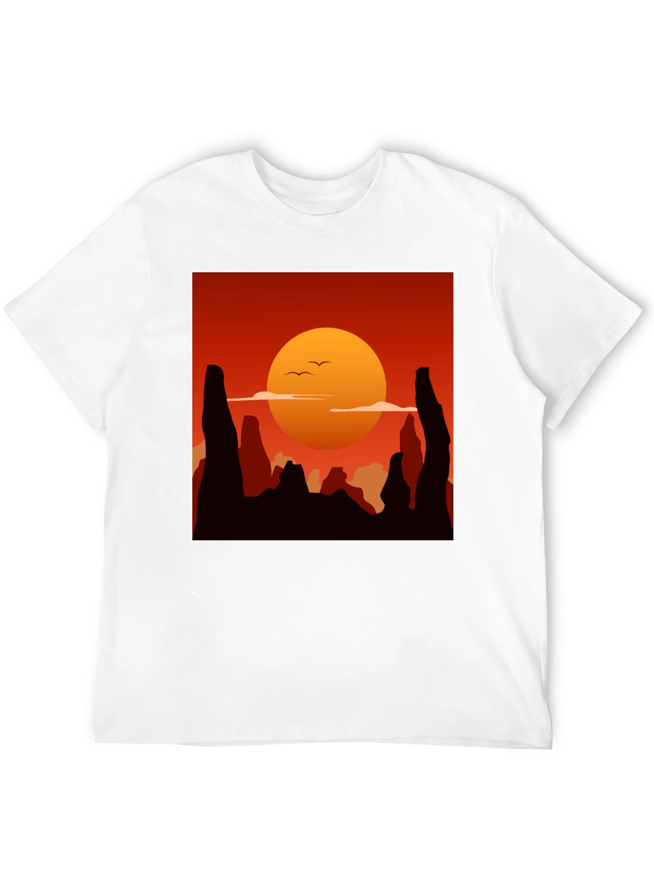 Sunset Desert Graphic Tee - Stylish Black Cotton T-Shirt
