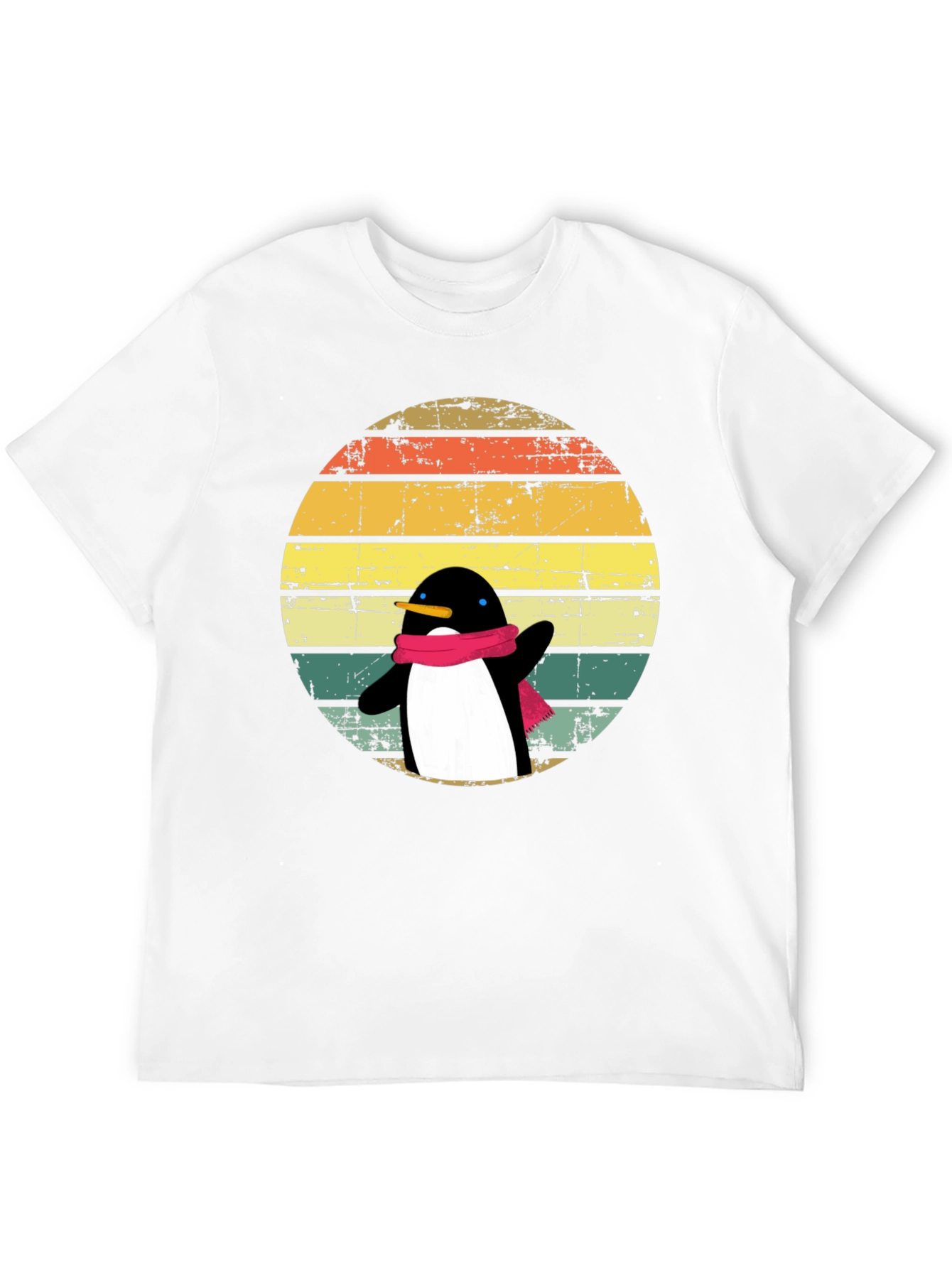 Penguin Dab T-Shirt: Retro Sunset Design