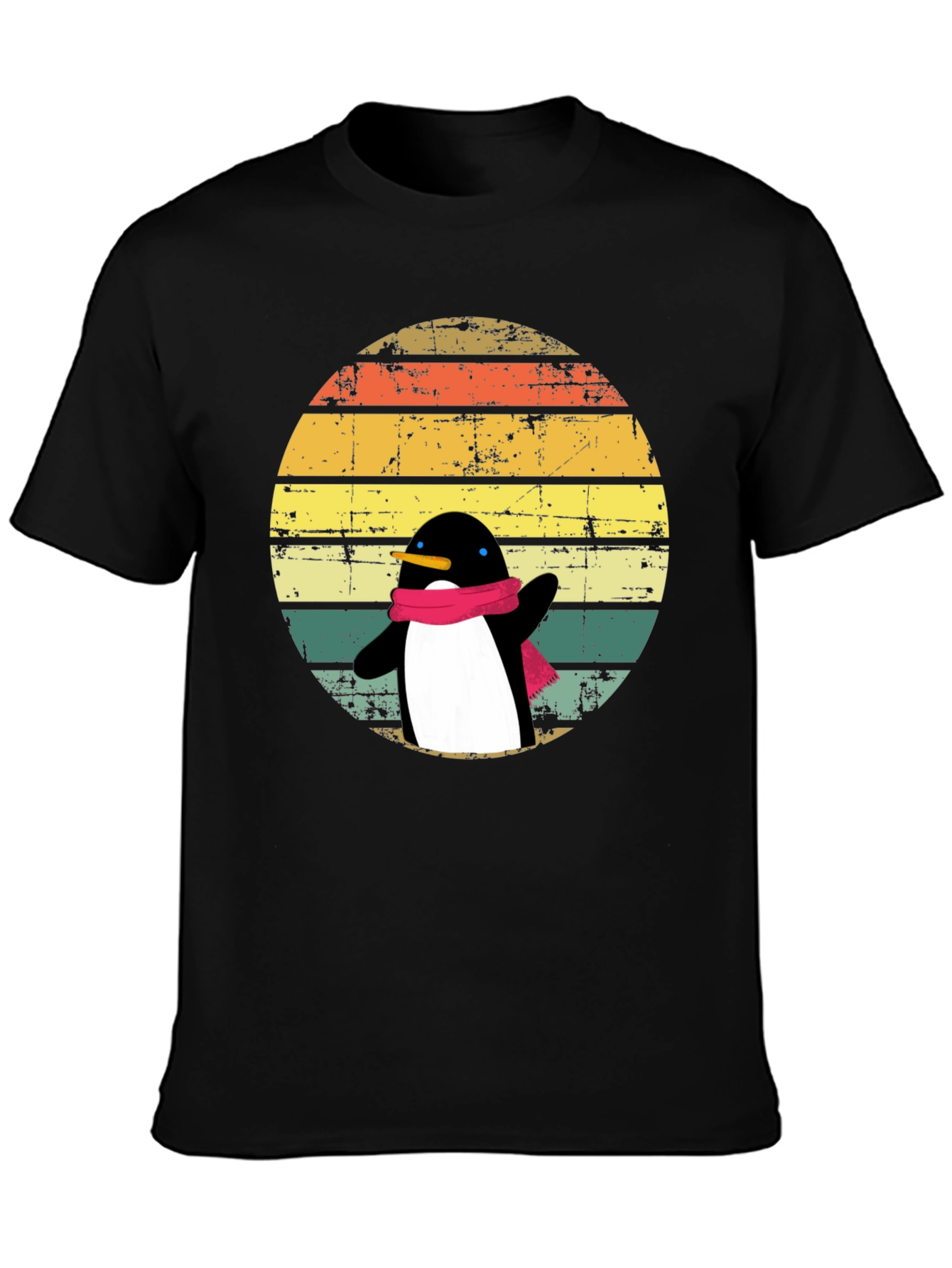 Penguin Dab T-Shirt: Retro Sunset Design