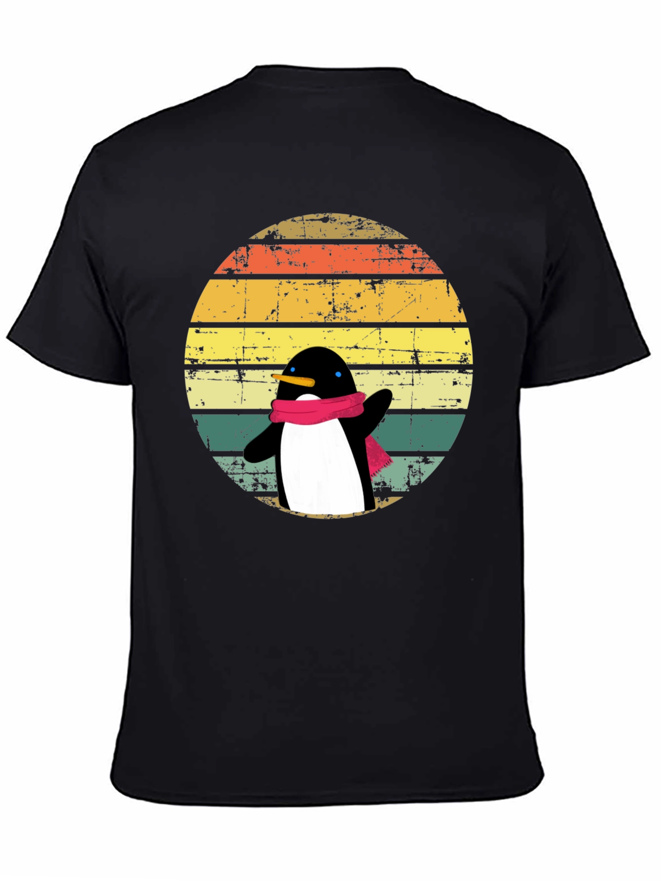 Penguin Dab T-Shirt: Retro Sunset Design