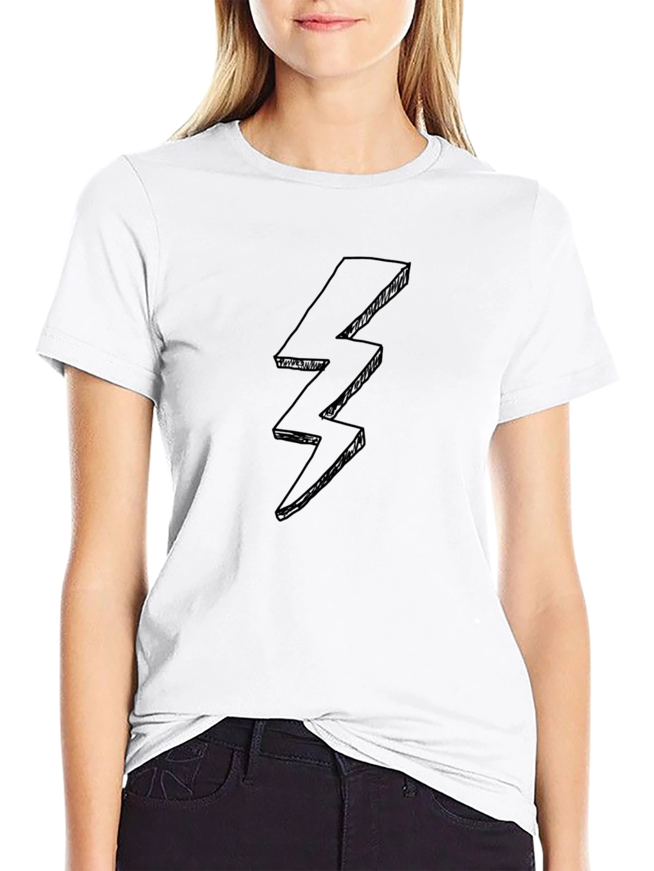 Black T-Shirt with Lightning Bolt Design