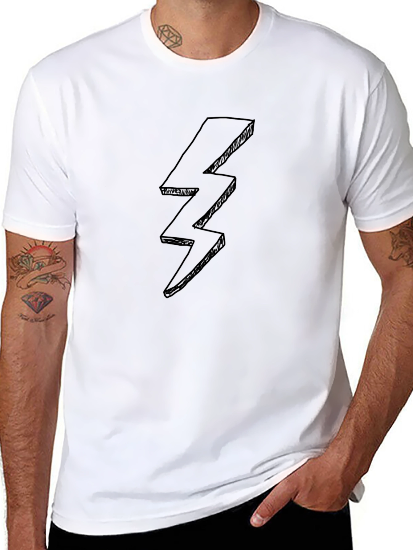 Black T-Shirt with Lightning Bolt Design