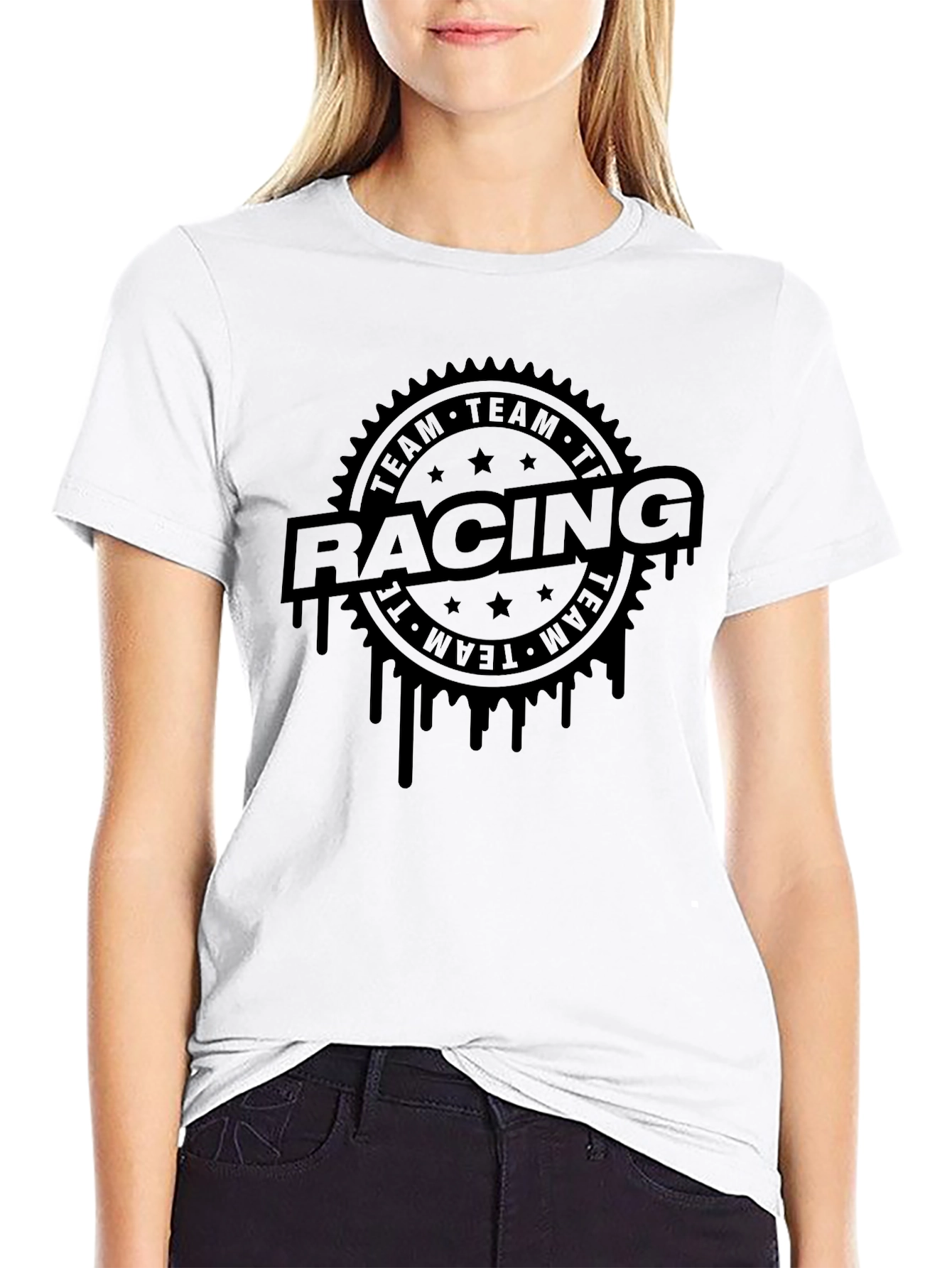Team Racing Black Graphic T-Shirt