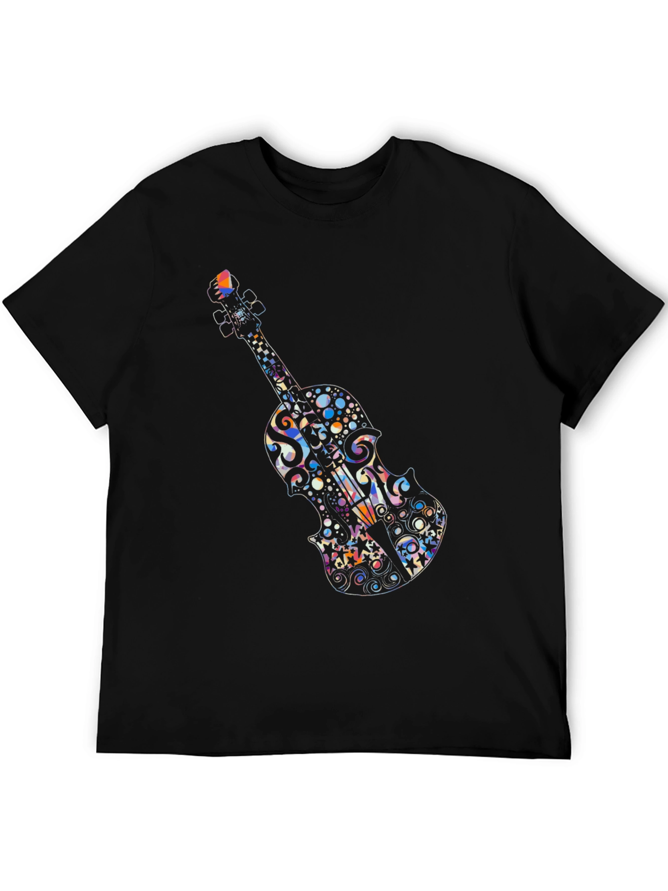 Musical Violin Graphic Tee - Black Cotton T-Shirt