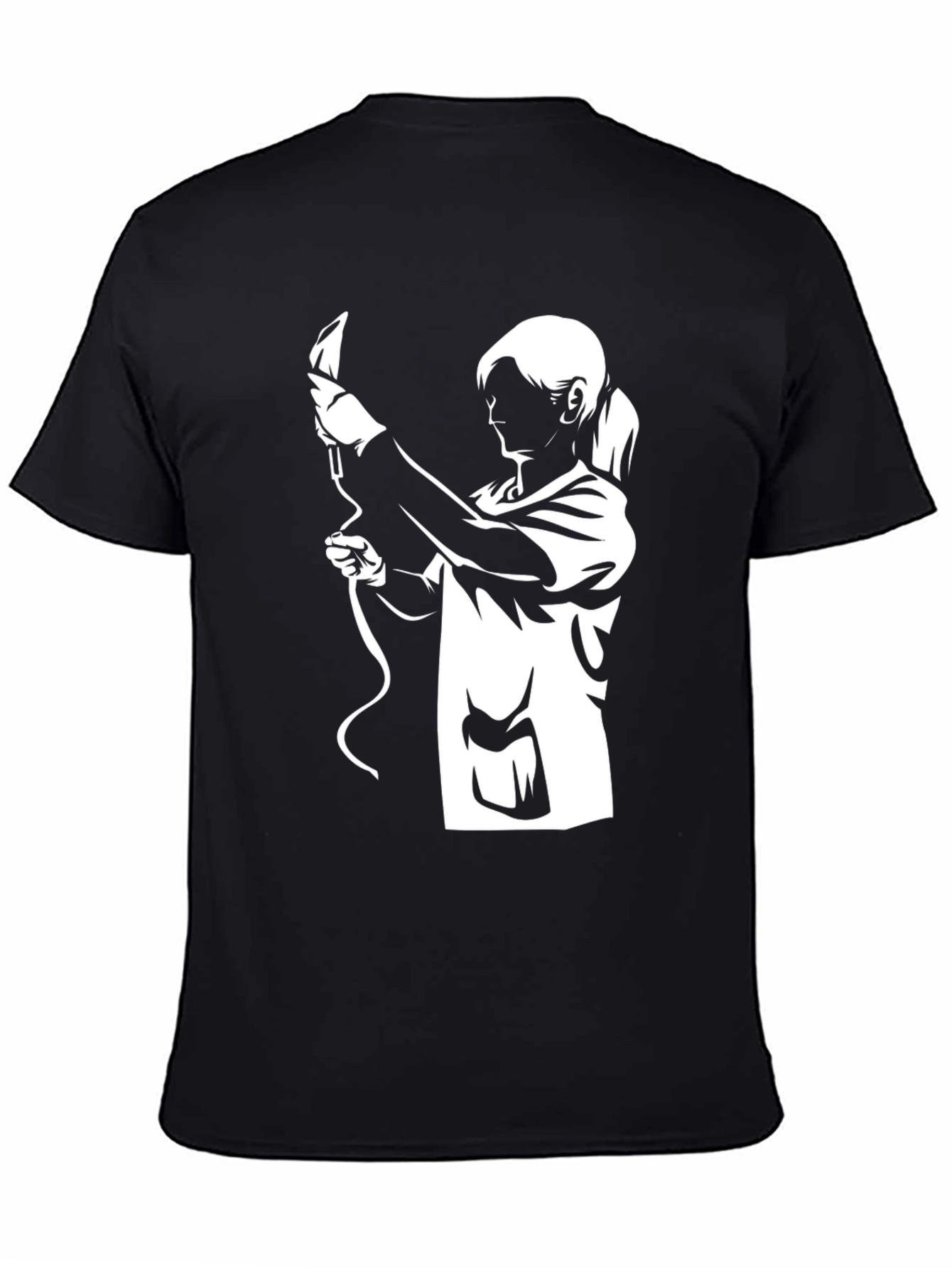 Black T-Shirt with Medical Worker Graphic