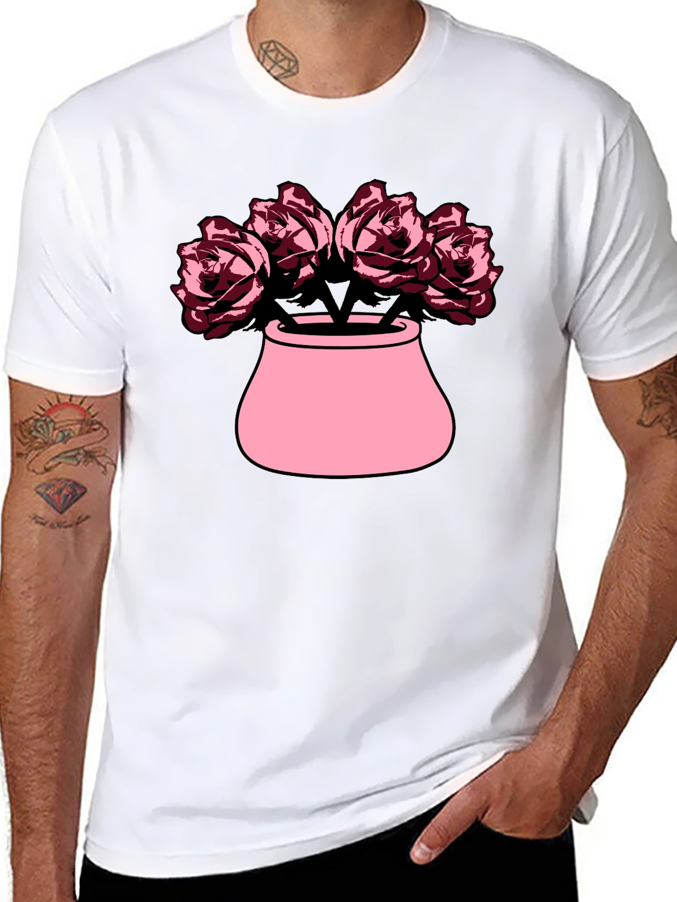Floral Vase Graphic Tee - Black