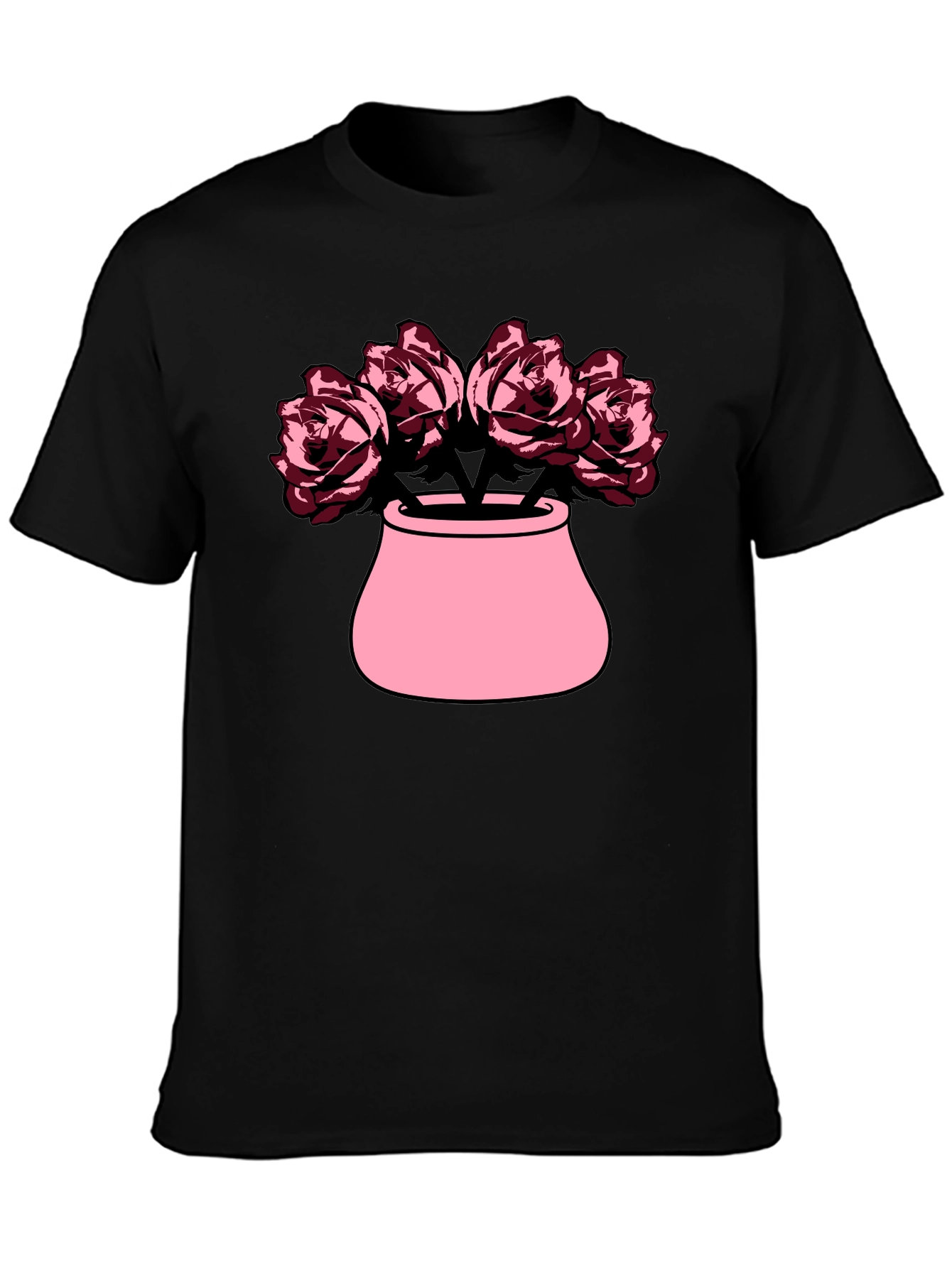 Floral Vase Graphic Tee - Black