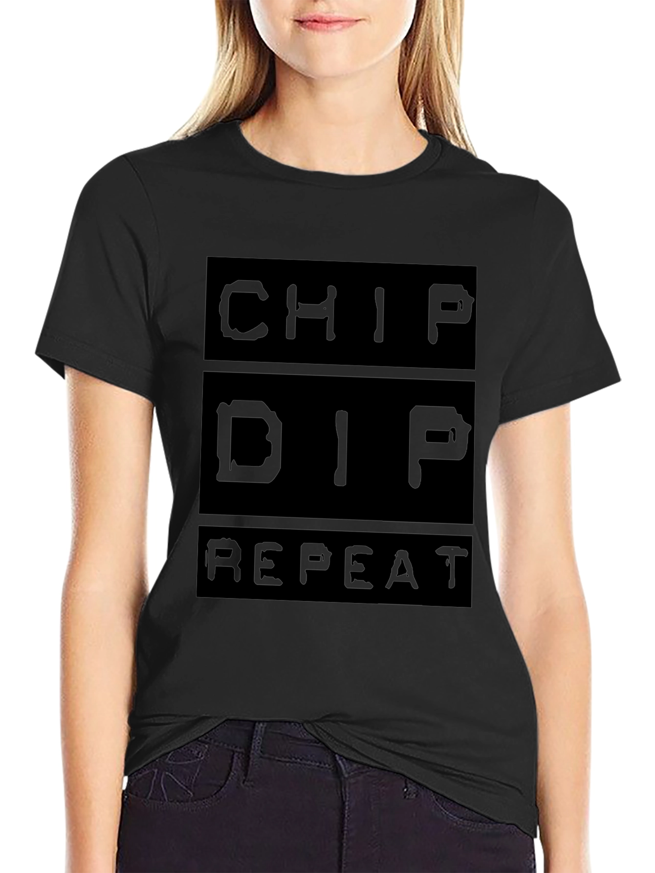 Chip Dip Repeat Graphic Tee - Black