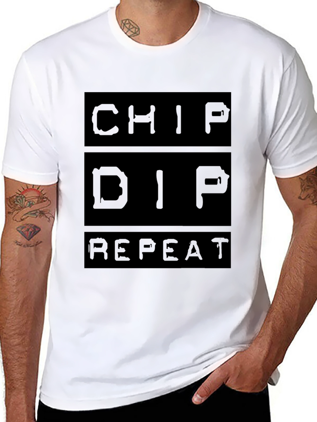 Chip Dip Repeat Graphic Tee - Black