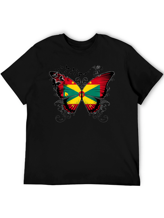 Grenada Flag Butterfly Graphic Tee - Black