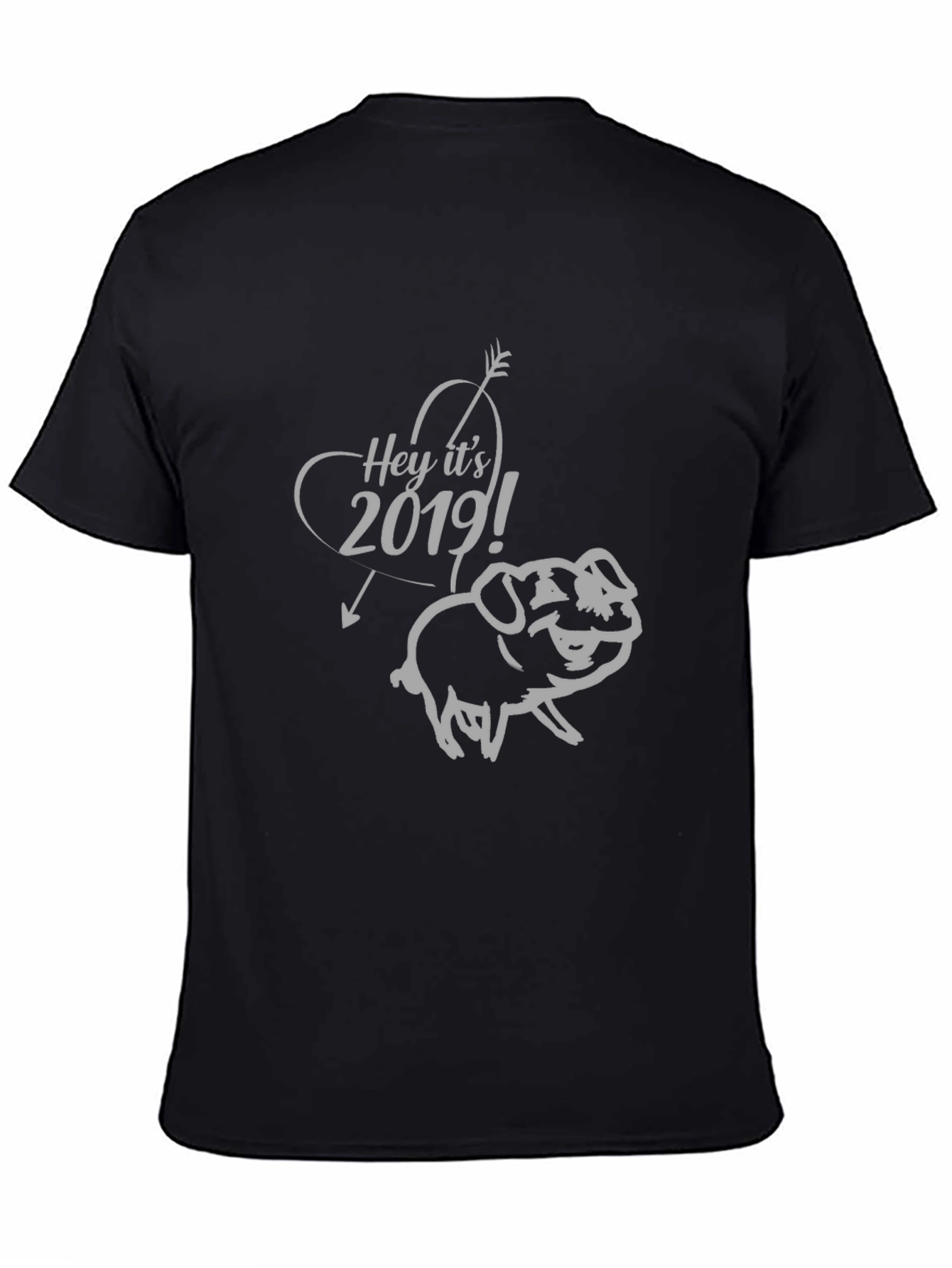 2019 Pig Year Arrow Graphic Black T-Shirt