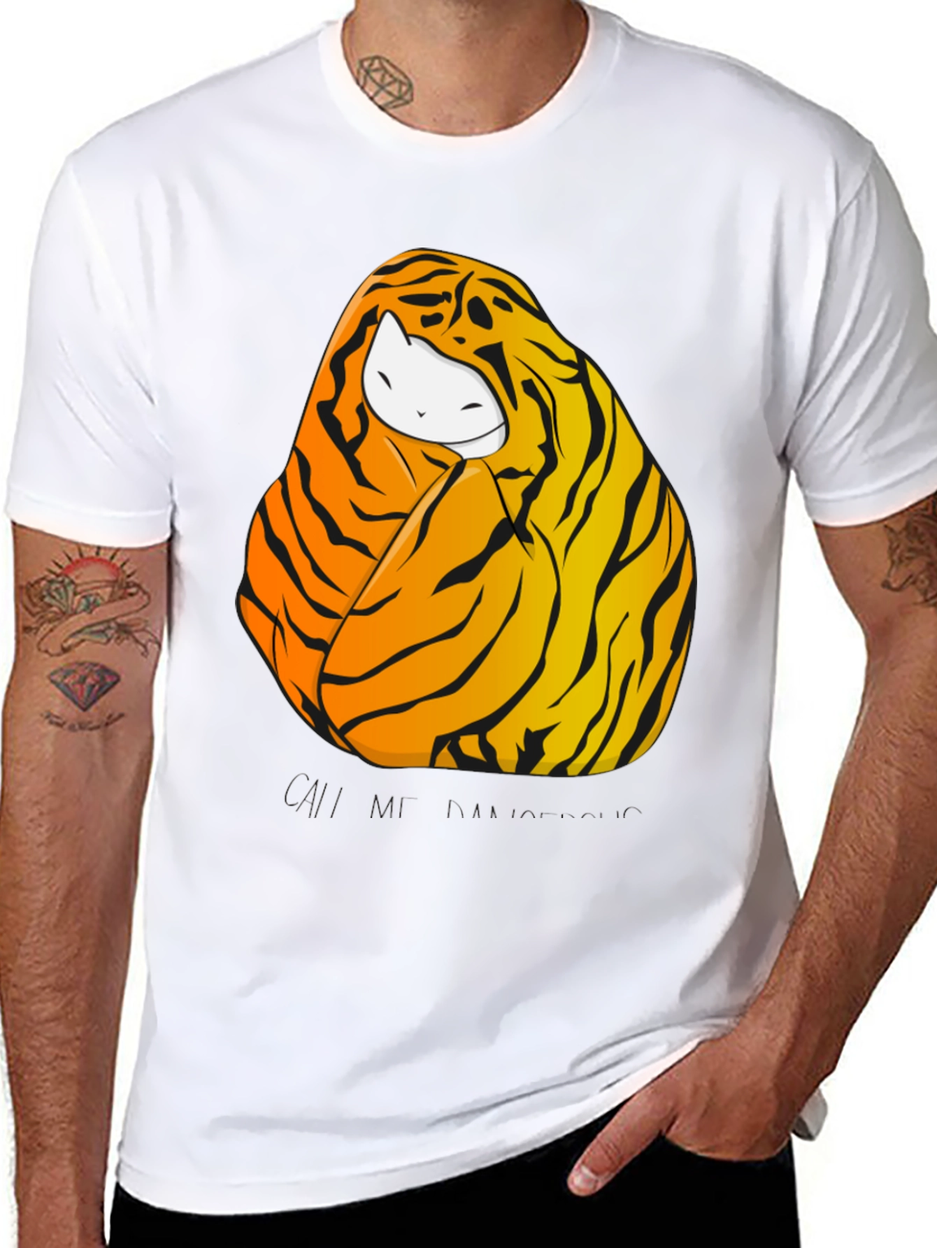 Tiger Cat Graphic Tee - Unisex Black T-Shirt