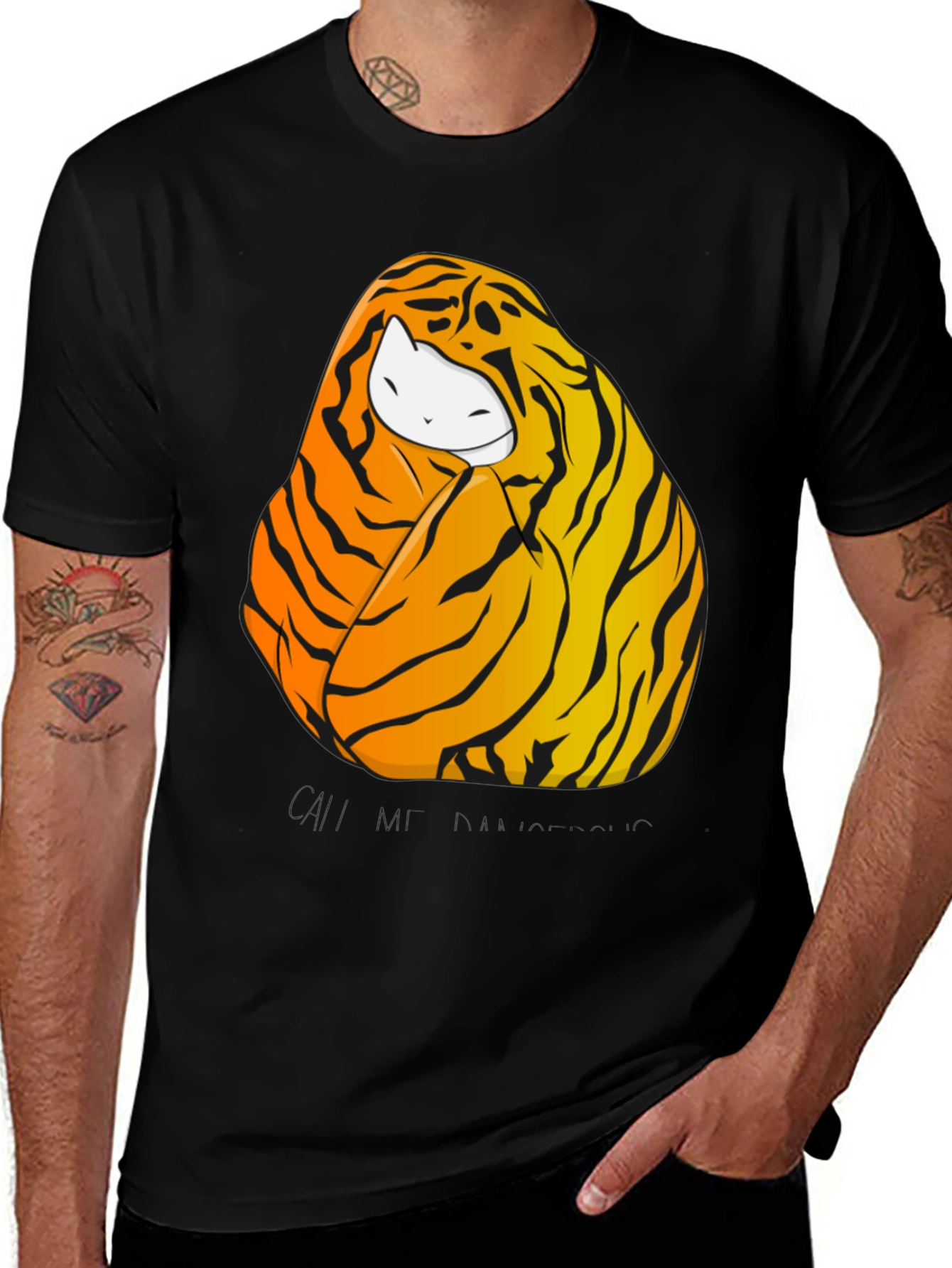 Tiger Cat Graphic Tee - Unisex Black T-Shirt