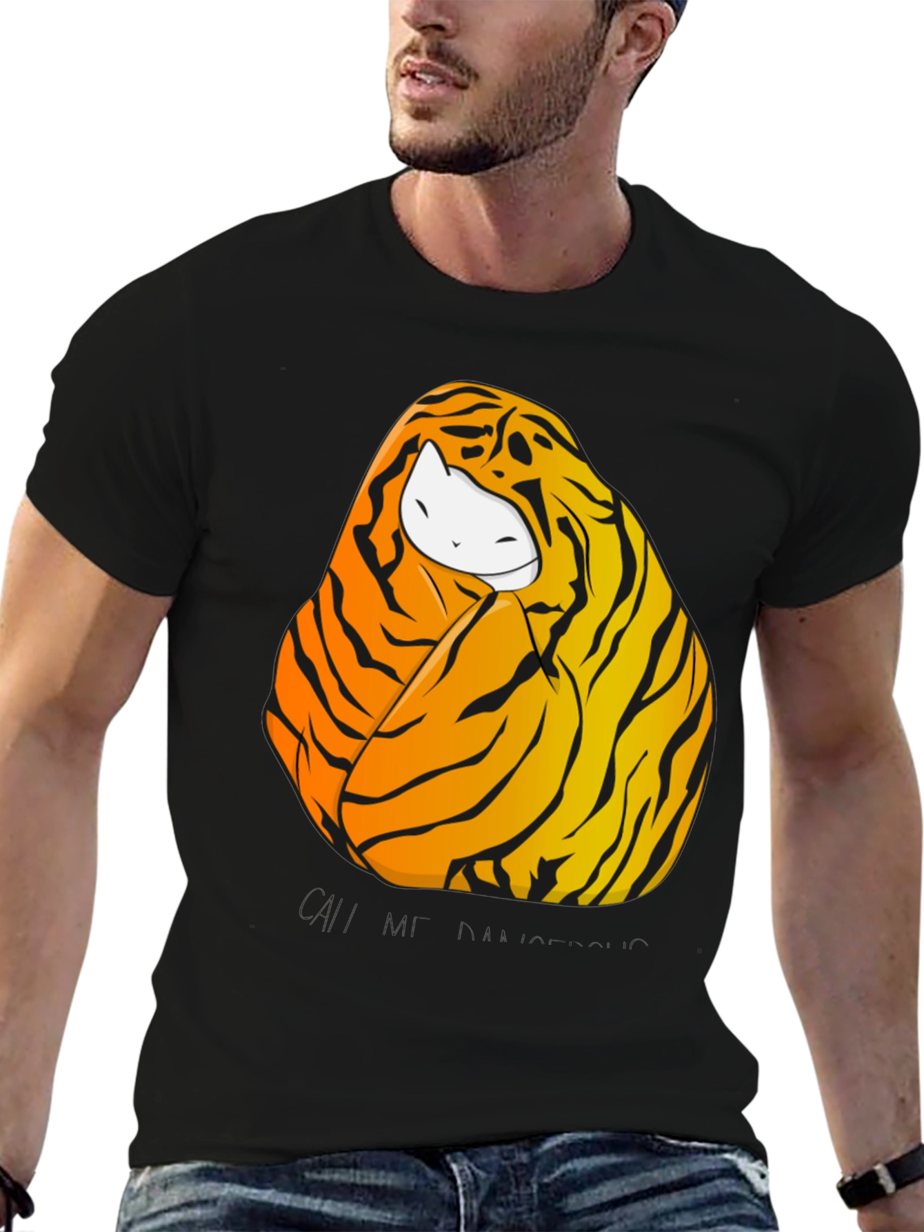 Tiger Cat Graphic Tee - Unisex Black T-Shirt