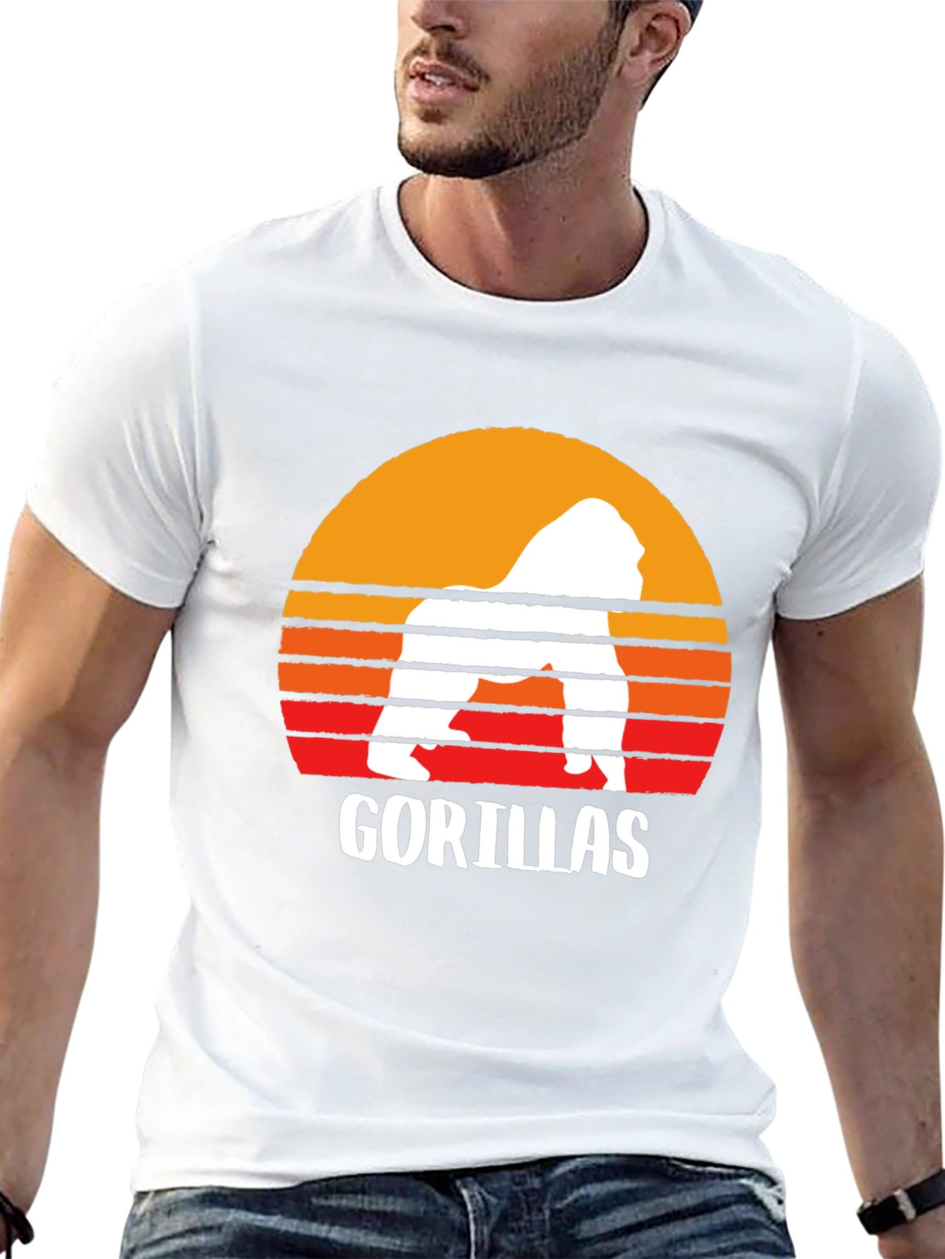 Retro Gorilla Sunset Graphic Tee